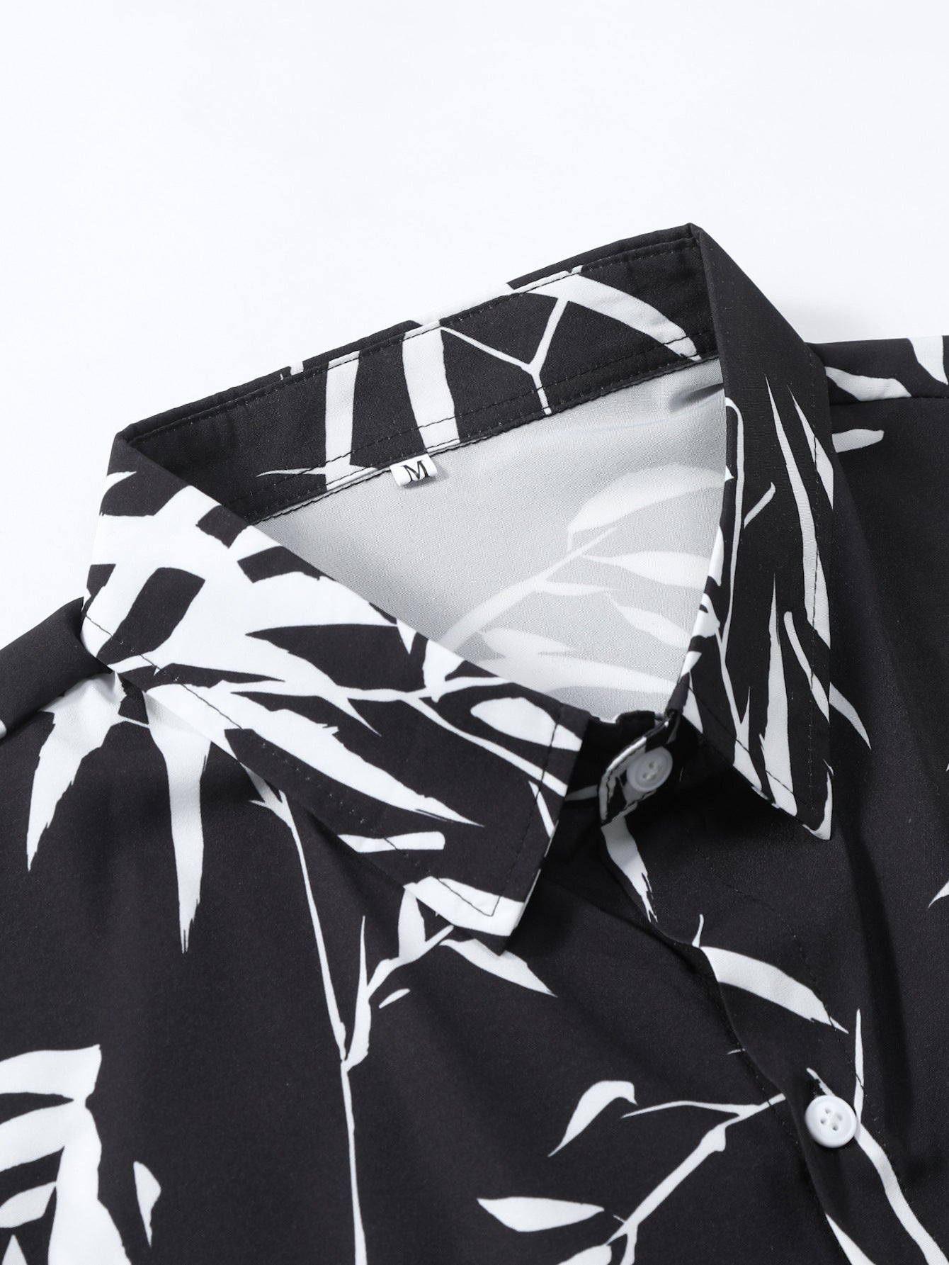 Bamboo Leaves Print Button Up Shirt & Swim Shorts