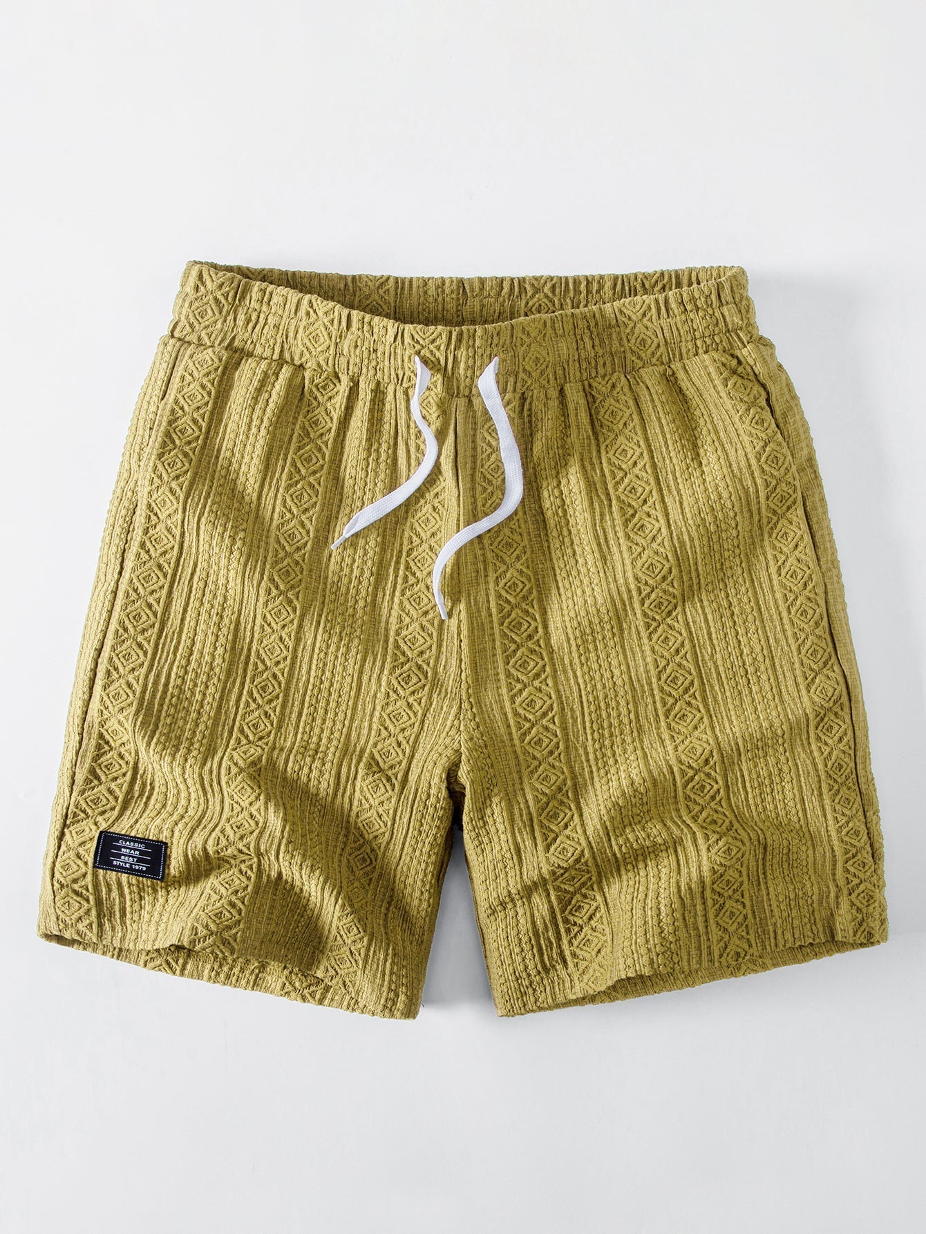 Geometry Jacquard Button Up Shirt & Drawstring 8" Shorts Set