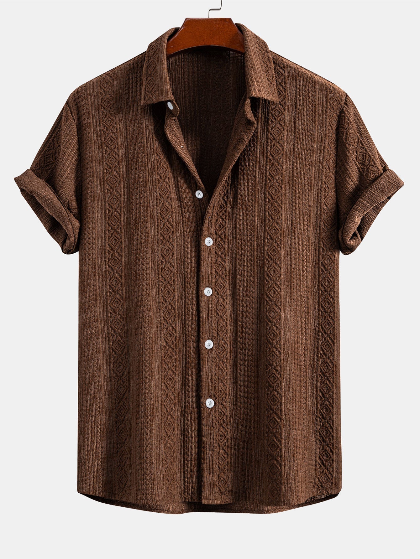 Geometry Jacquard Button Up Shirt & Drawstring 8" Shorts Set