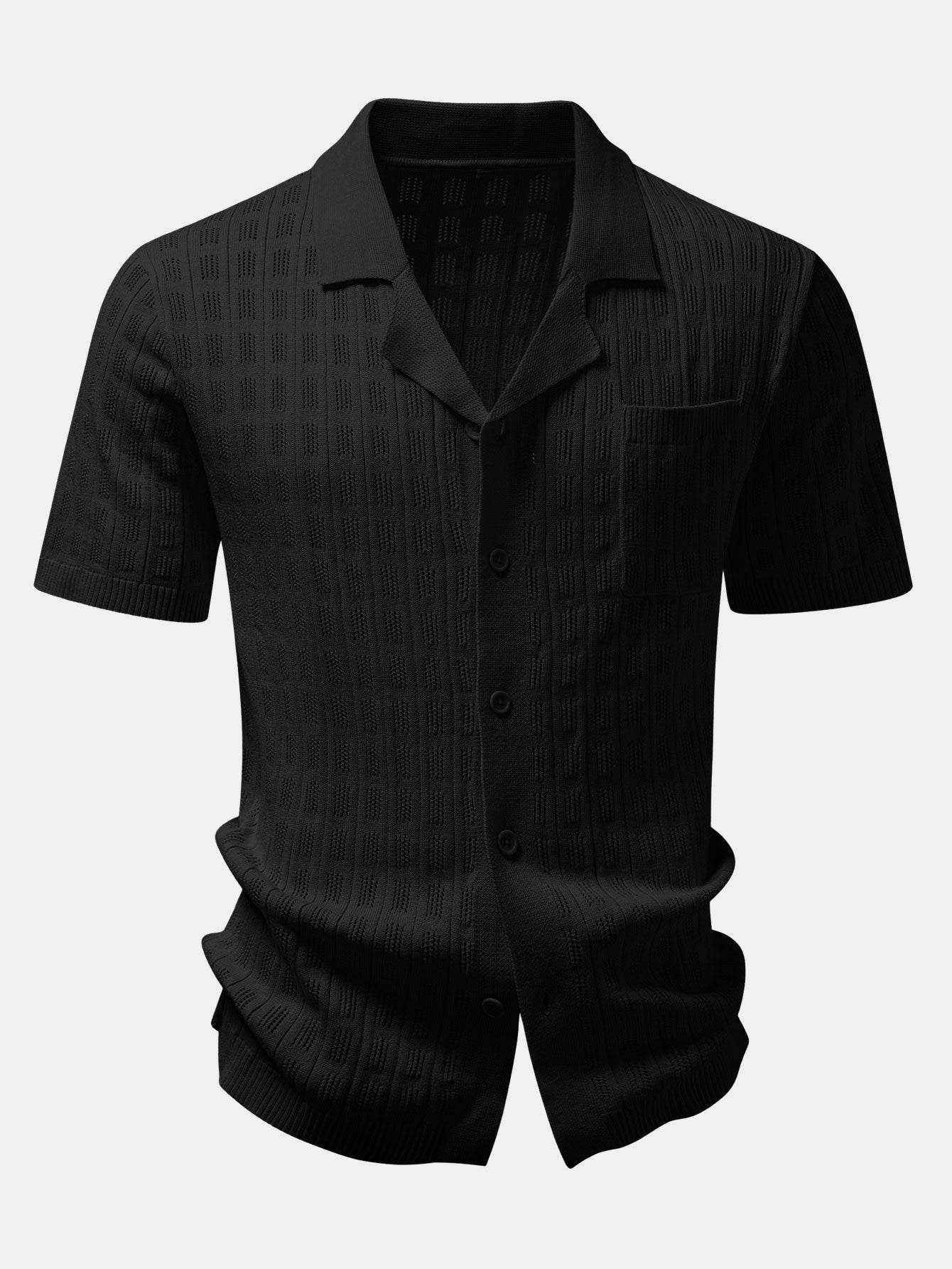Plaid Open Knit Shirt & Straight Leg Linen Pants