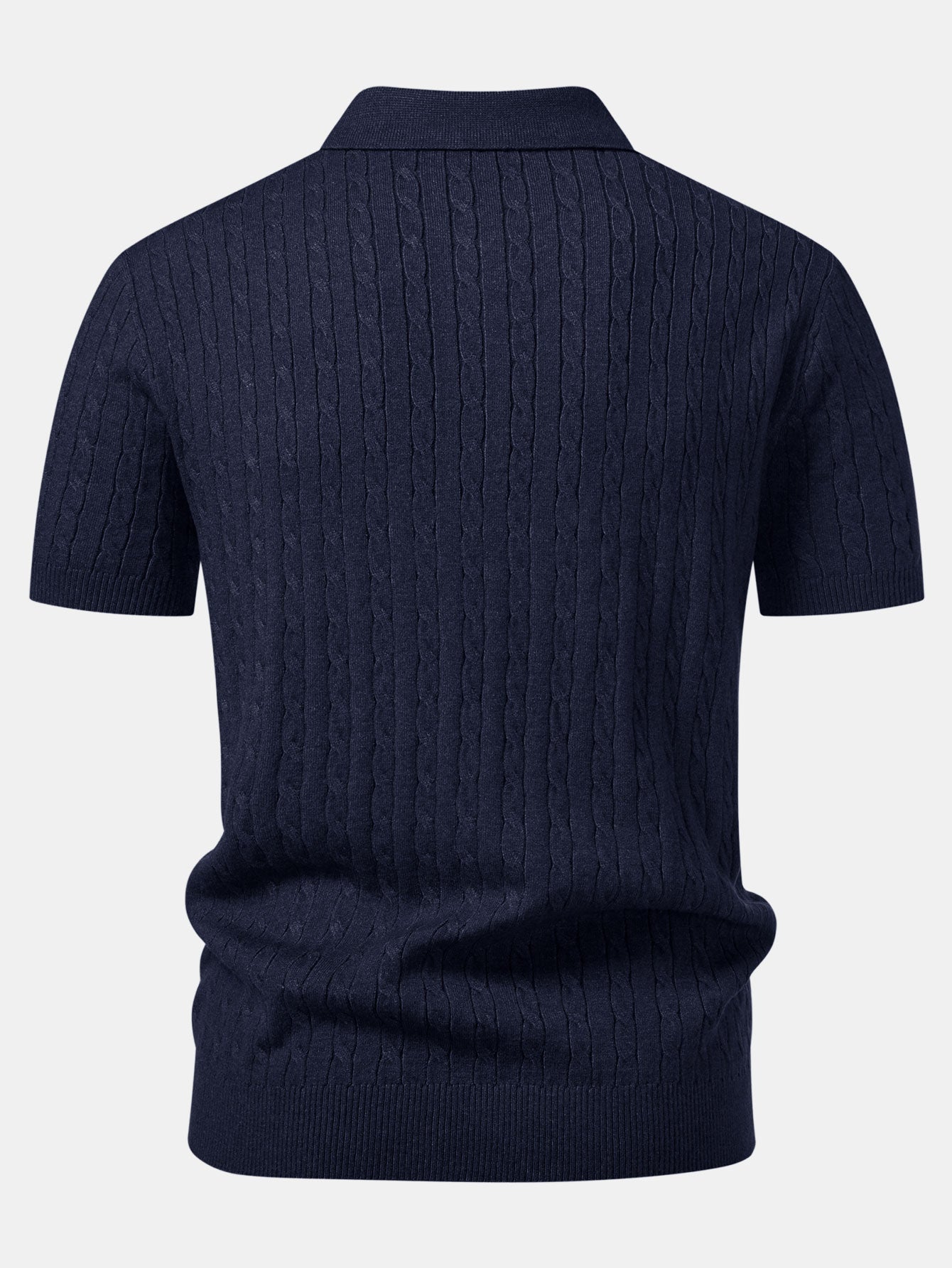 Twisted Jacquard Knit Polo & Elastic Waist Straight Leg Trousers