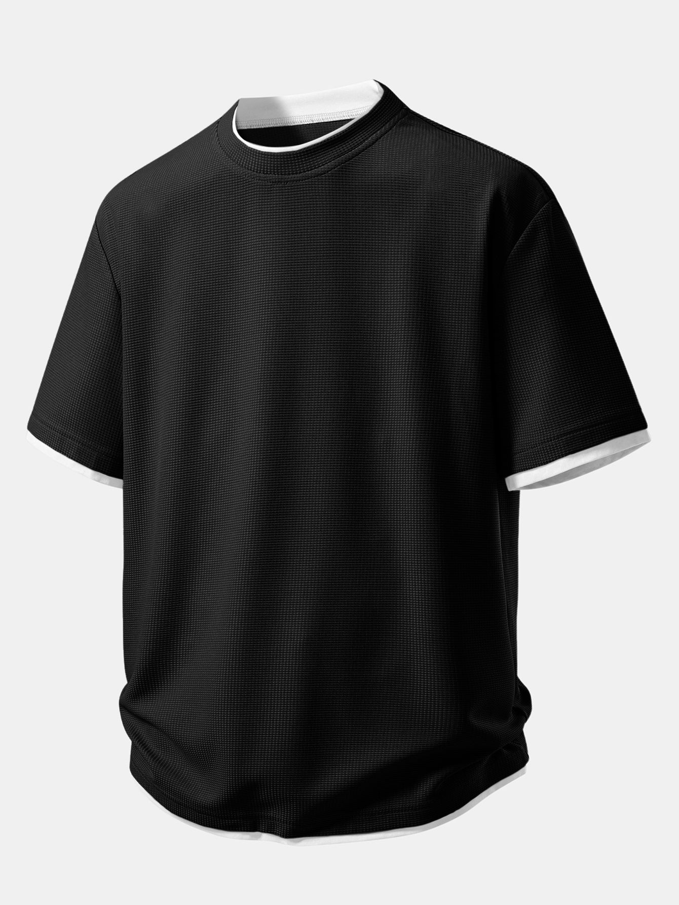 Relax Fit 2 In 1 Waffle Crew Collar T-Shirt & Waffle 7″ Shorts