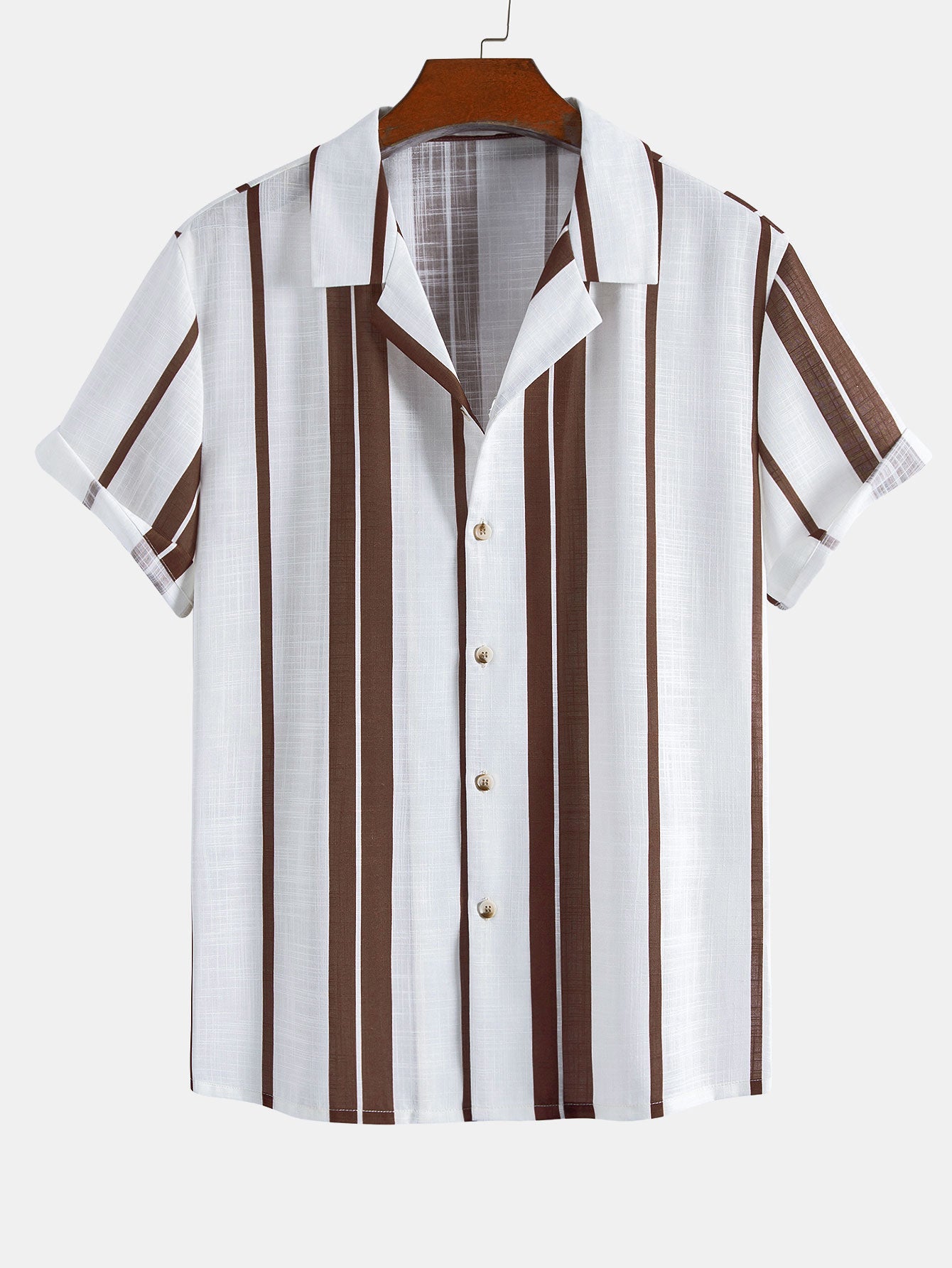 Linen Look Stripe Cuban Shirt & Straight Leg Linen Pants