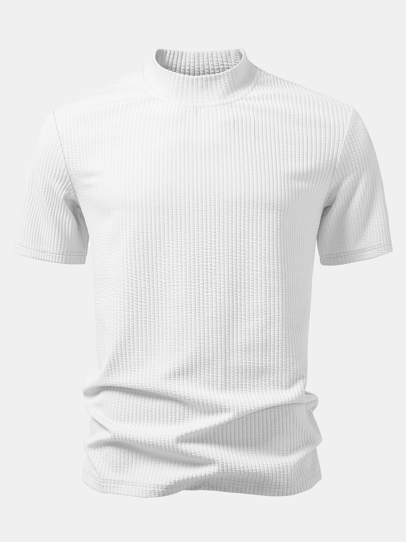 Ribbed Mock Neck T-Shirt & Drawstring Ribbed Shorts