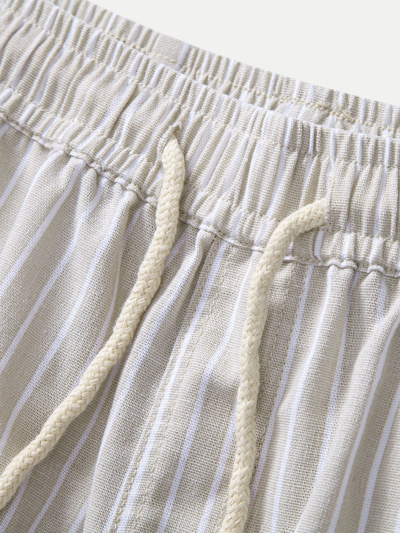 Linen Rayon Blend Button Up Shirt & Stripe Straight Leg Linen Pants