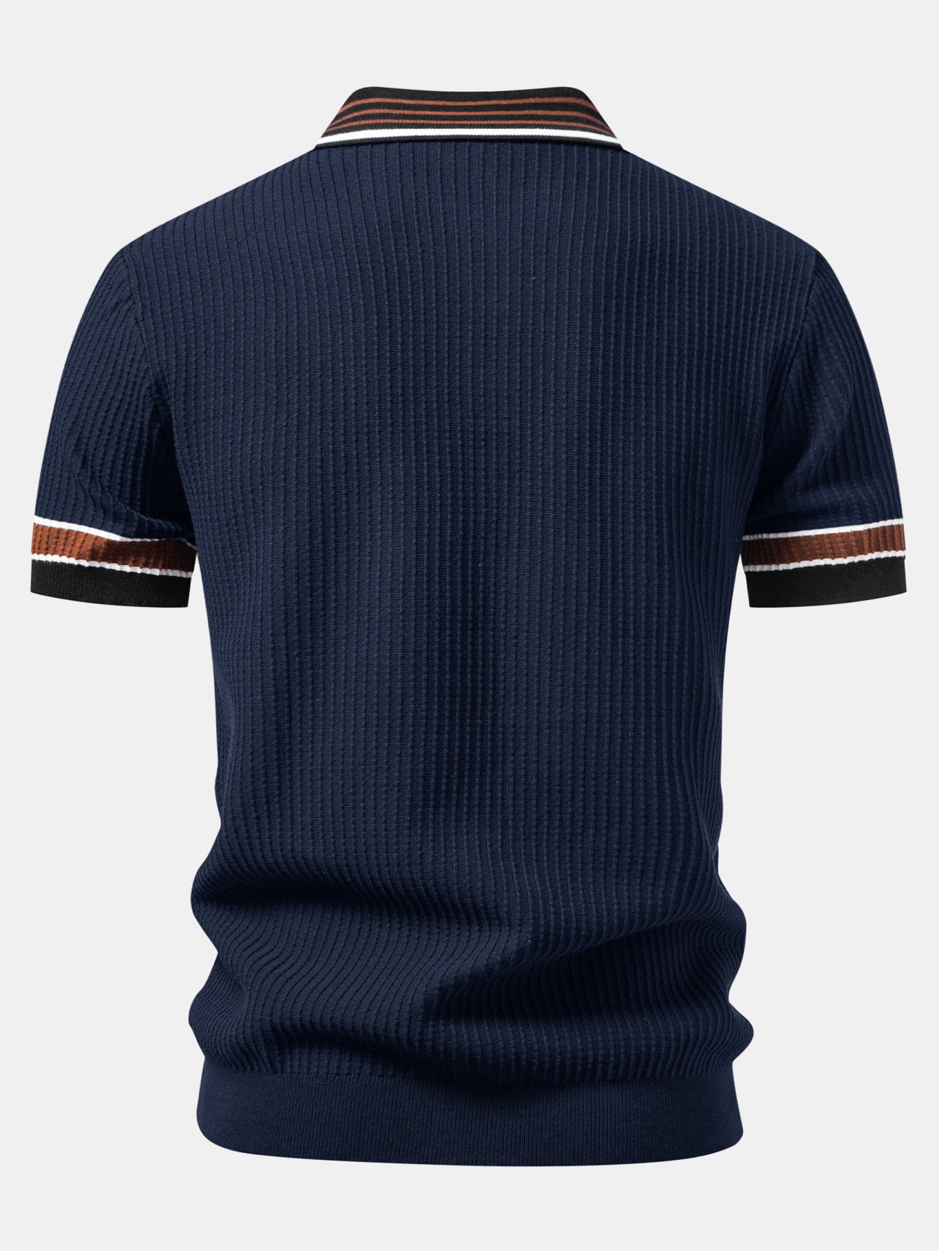 Contrast Stripe Trim Waffle Knit Polo & Slim Fit Tapered Trousers