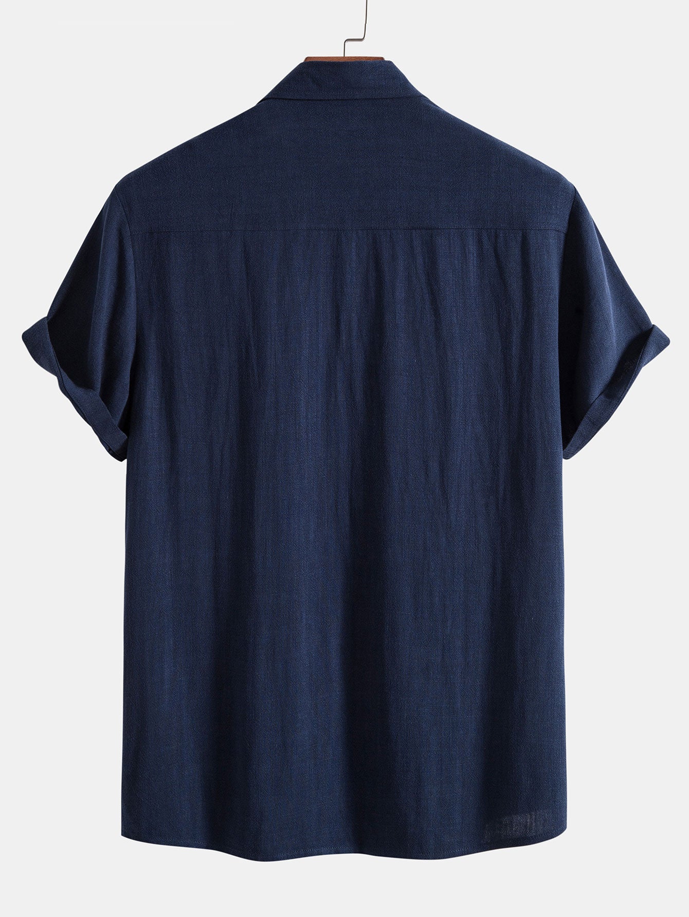 Linen Rayon Blend Button Up Shirt & Stripe Straight Leg Linen Pants