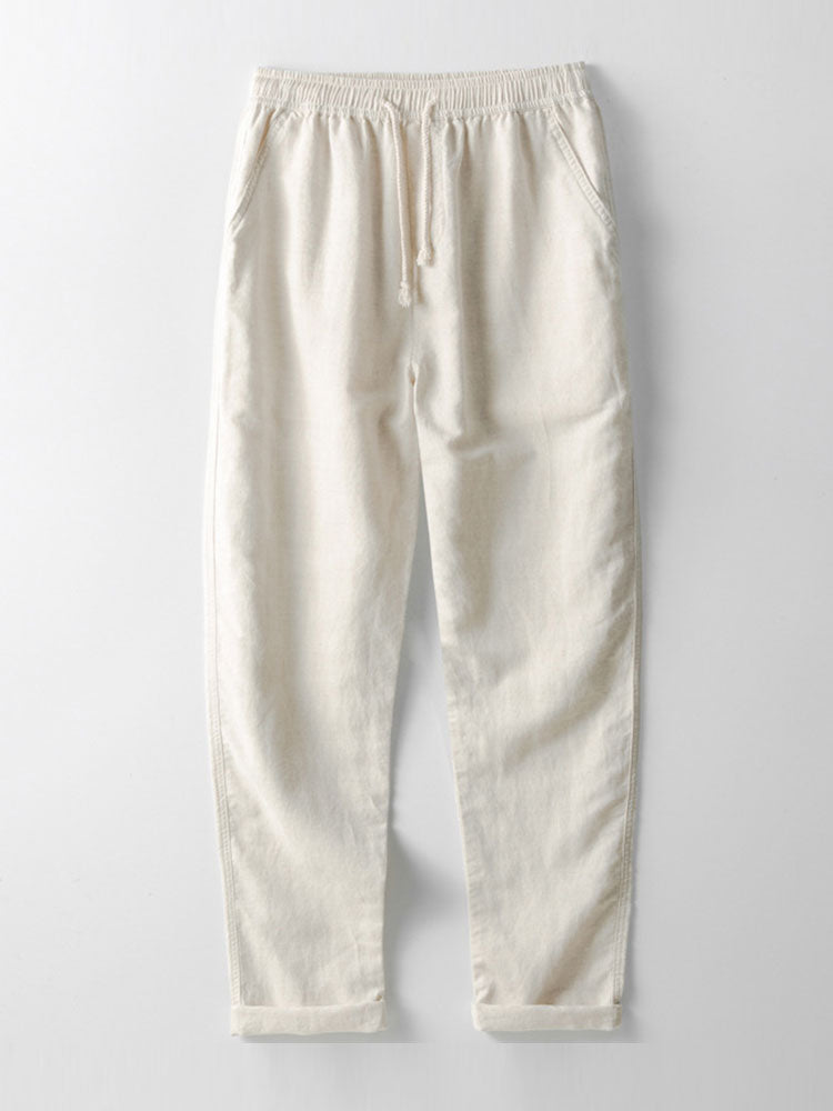 Plaid Jacquard Button Up Shirt & Straight Leg Linen Pants