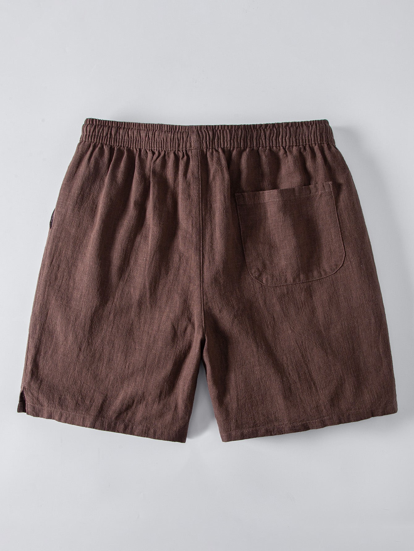 Short Sleeve V Neck Linen Rayon Blend Shirt & Linen Blend Drawstring 7" Shorts