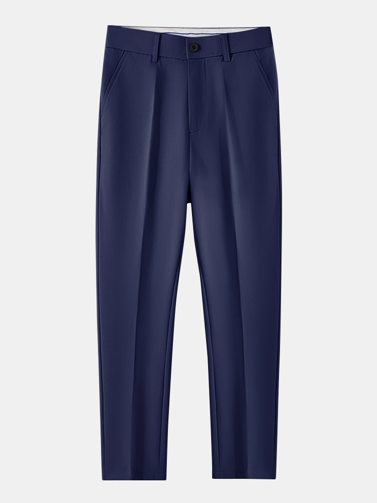 Contrast Textured Johnny Collar Knit Polo & Slim Fit Tapered Trousers