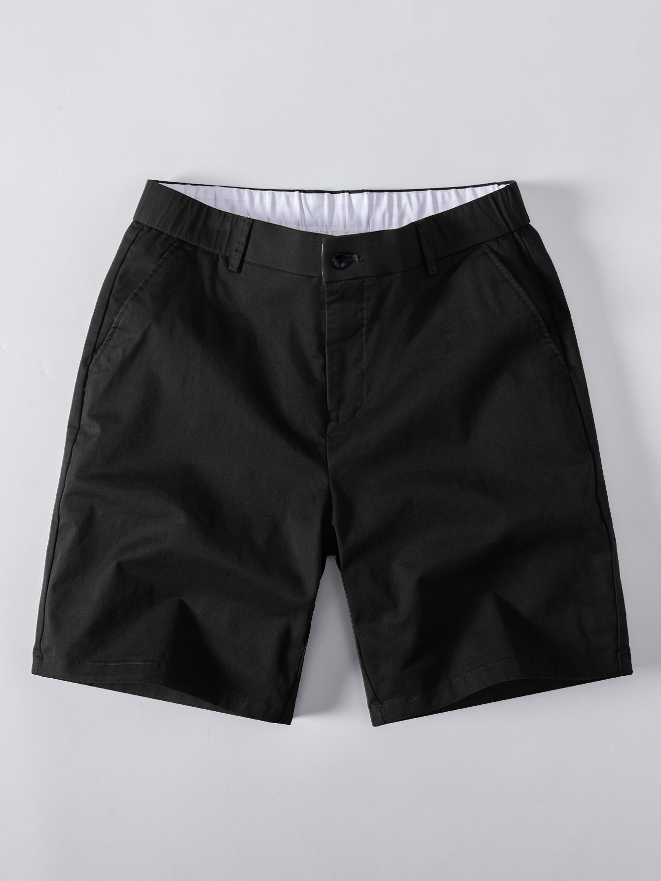 Contrast Trim Zipper Knit Polo Shirt & Elastic Waist Chino Shorts