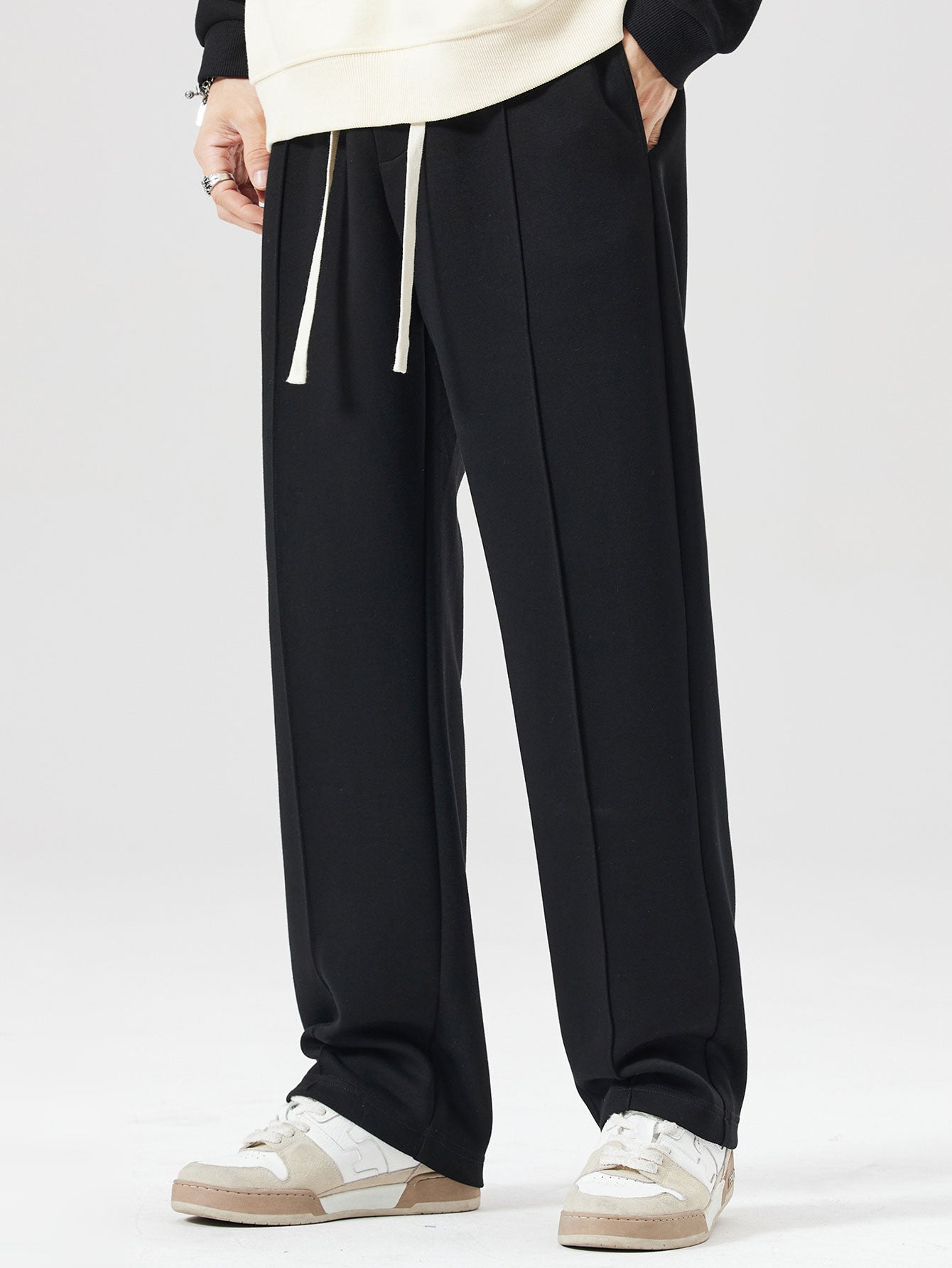 Line Dachshund Print Relax Fit Sweatshirt & Straight Leg Pleated Pintuck Sweatpants