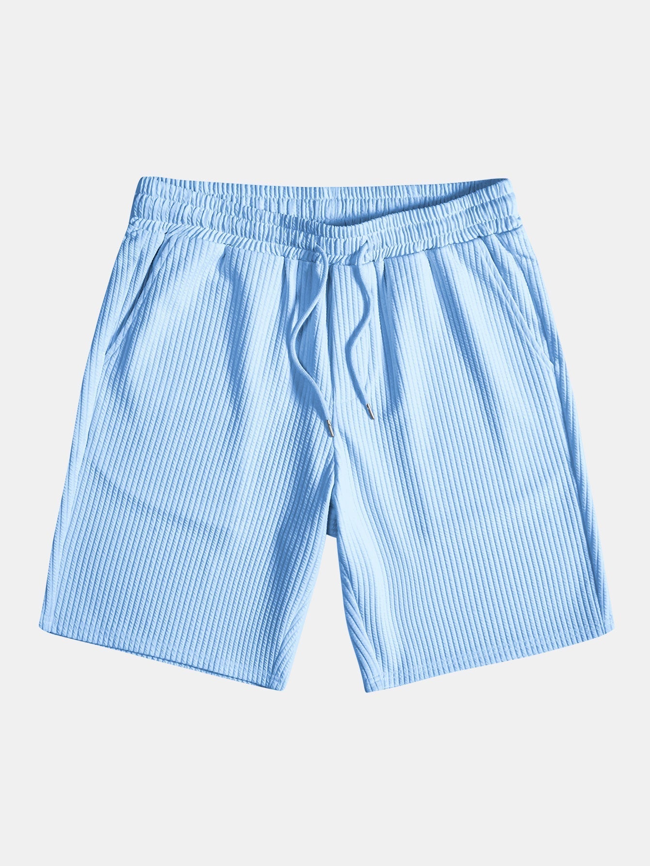Ribbed Mock Neck T-Shirt & Drawstring Ribbed Shorts