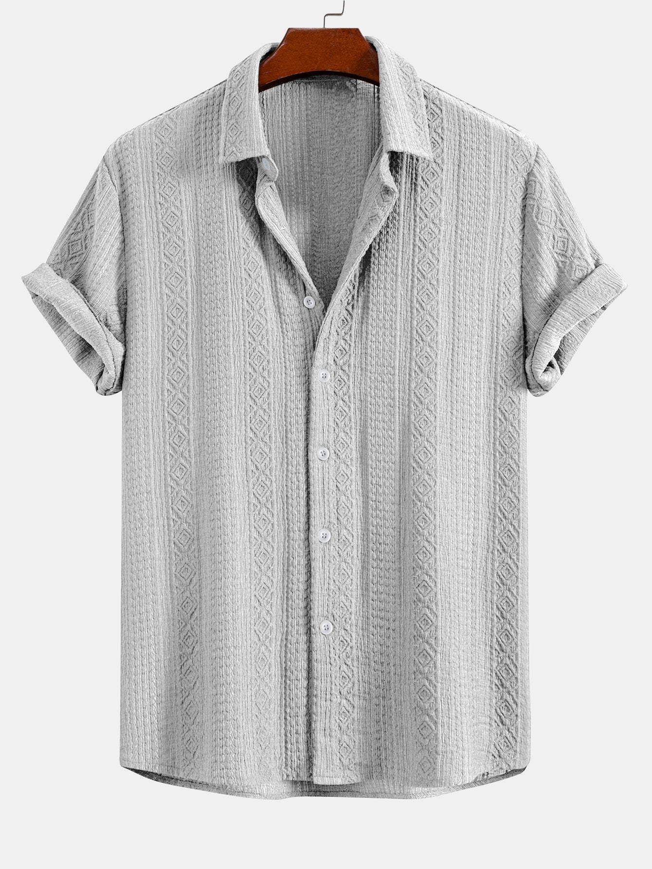 Geometry Jacquard Button Up Shirt & Drawstring 8" Shorts Set