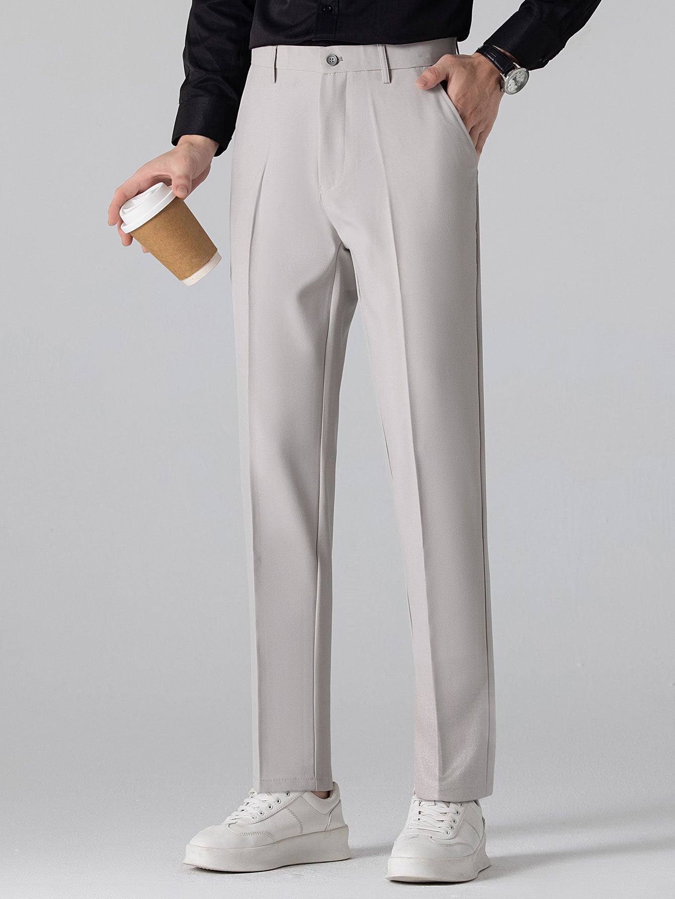 Twist Jacquard V Neck Polo & Slim Fit Tapered Trousers