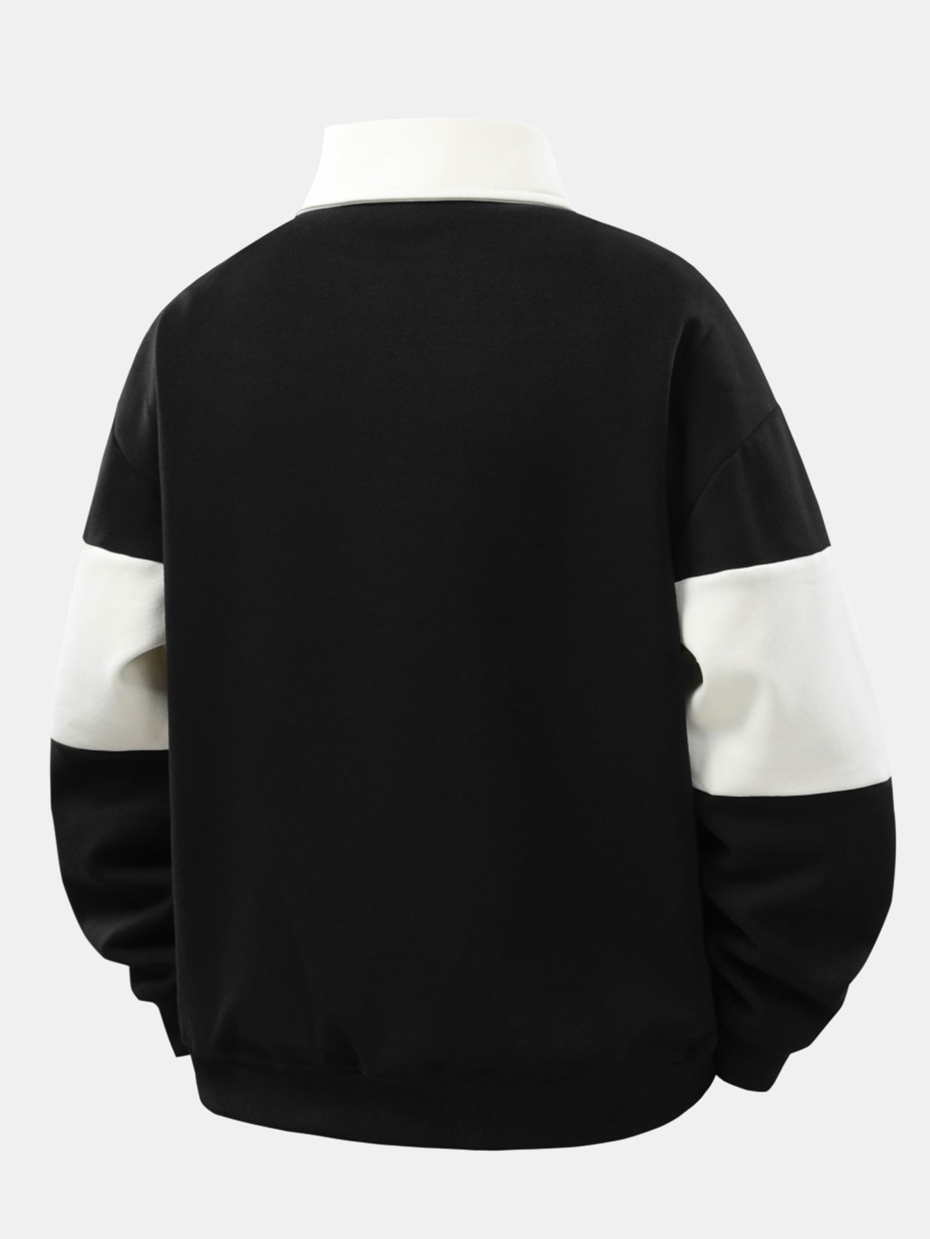 Relax Fit Color Block Patchwork Polo Sweatshirt & Straight Leg Pleated Pintuck Sweatpants
