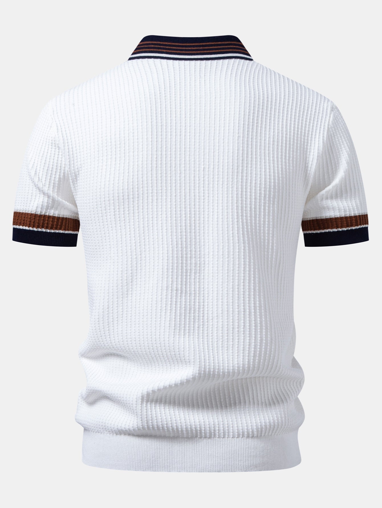 Contrast Stripe Trim Waffle Knit Polo & Slim Fit Tapered Trousers