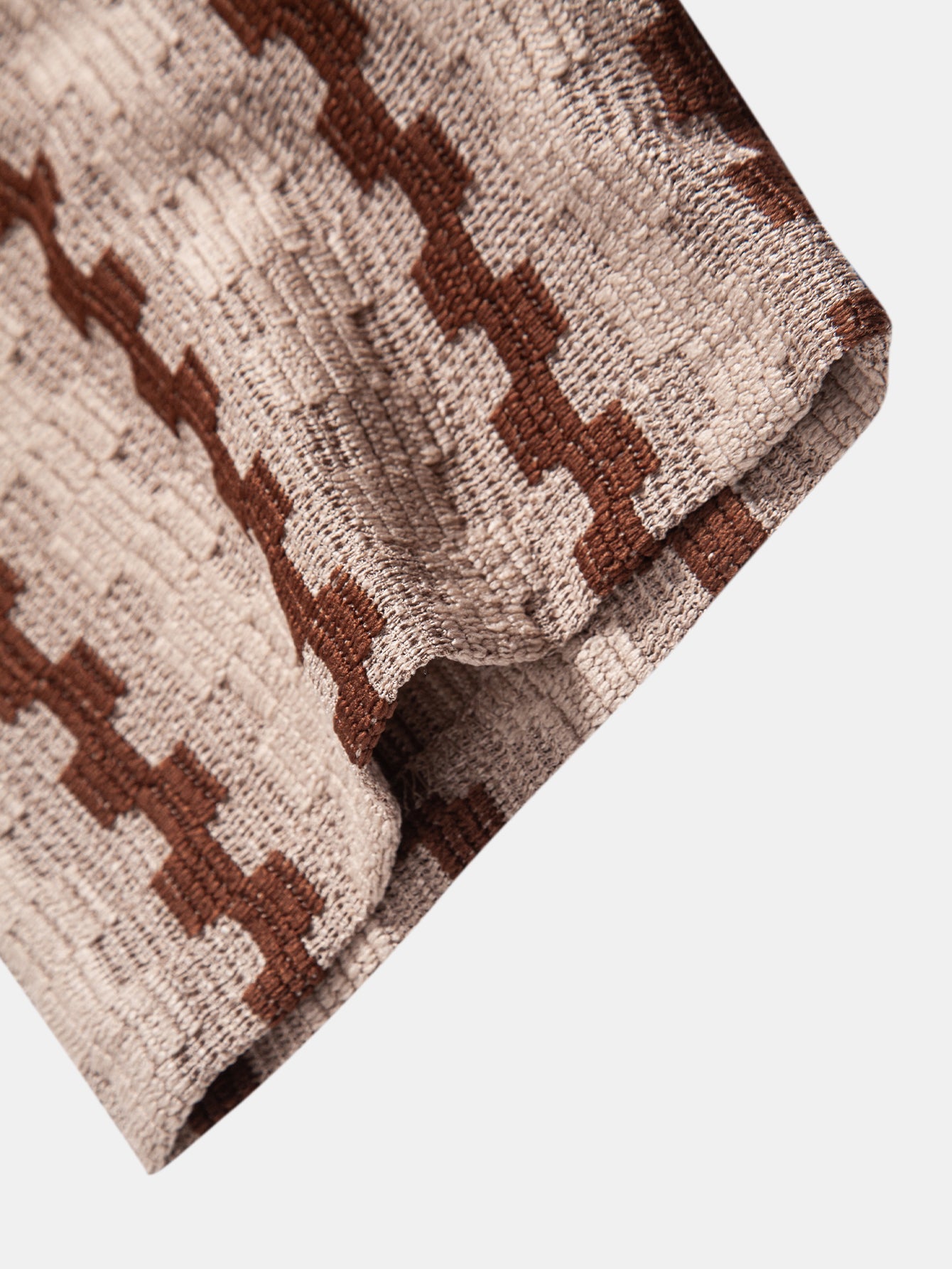 Plaid Jacquard Button Up Shirt & Crinkle Textured Straight Leg Pants