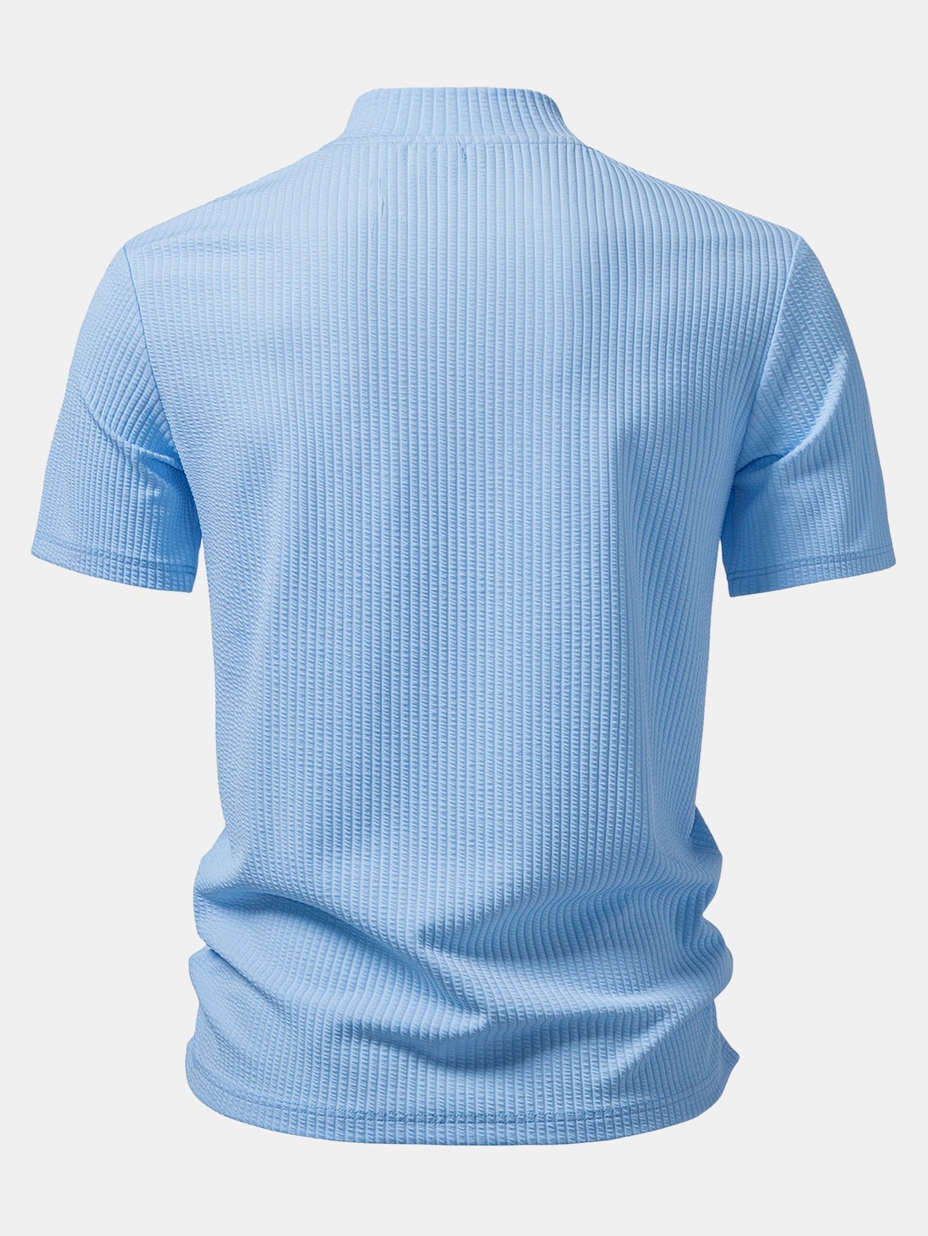 Ribbed  Mock Neck T-Shirt & Drawstring Ribbed Shorts