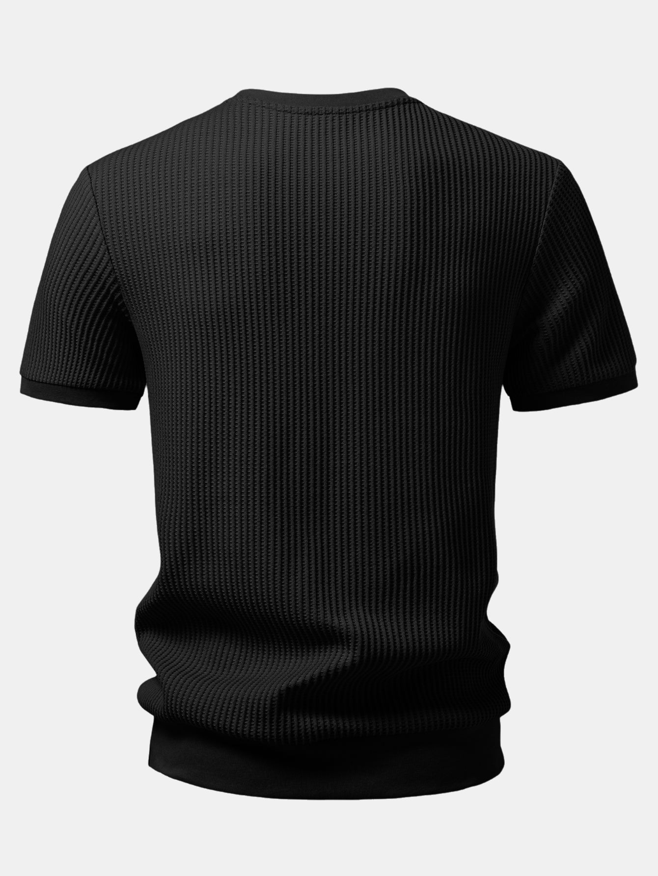 Waffle Ribbed Hem T-Shirt & Drawstring Knit Waffle Shorts