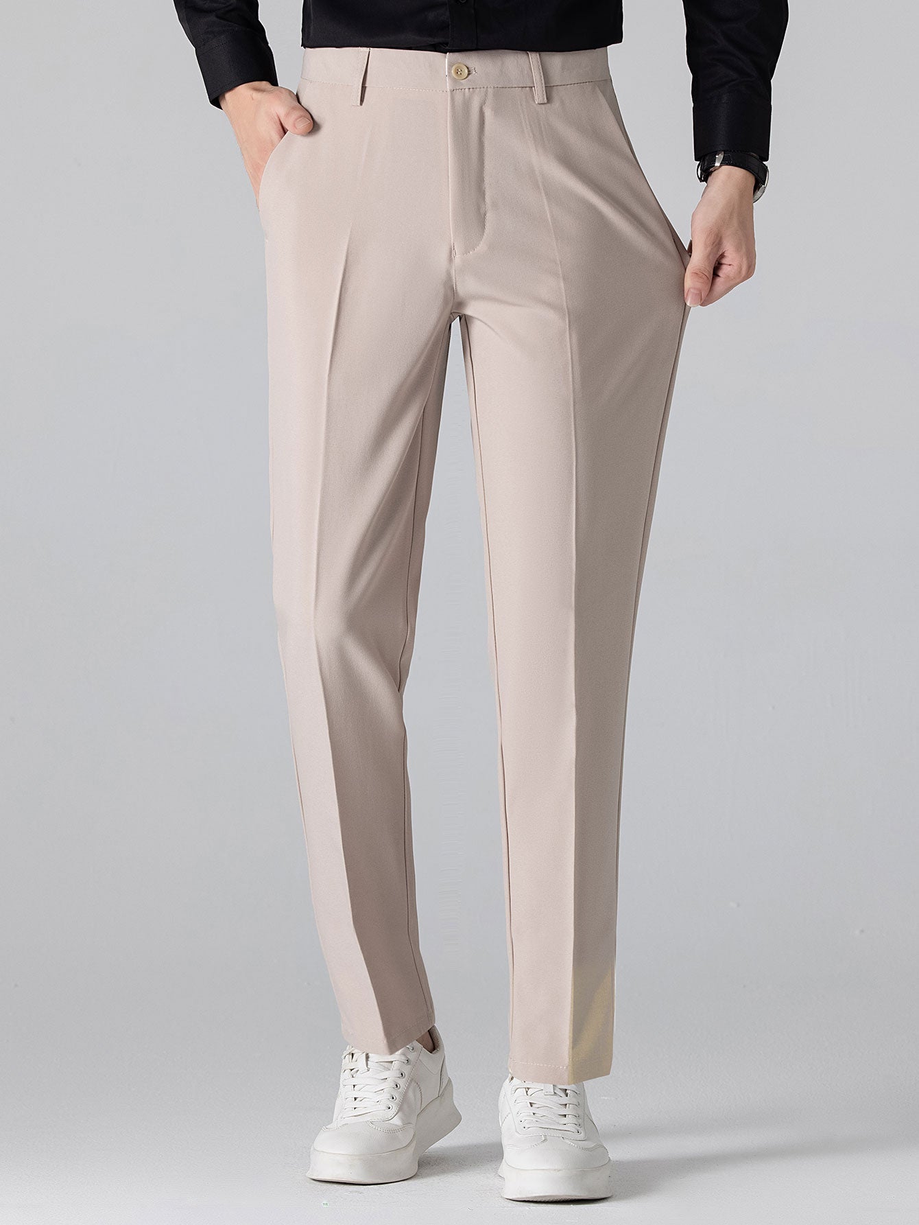 Twisted Jacquard Zipper Knit Polo & Slim Fit Tapered Trousers