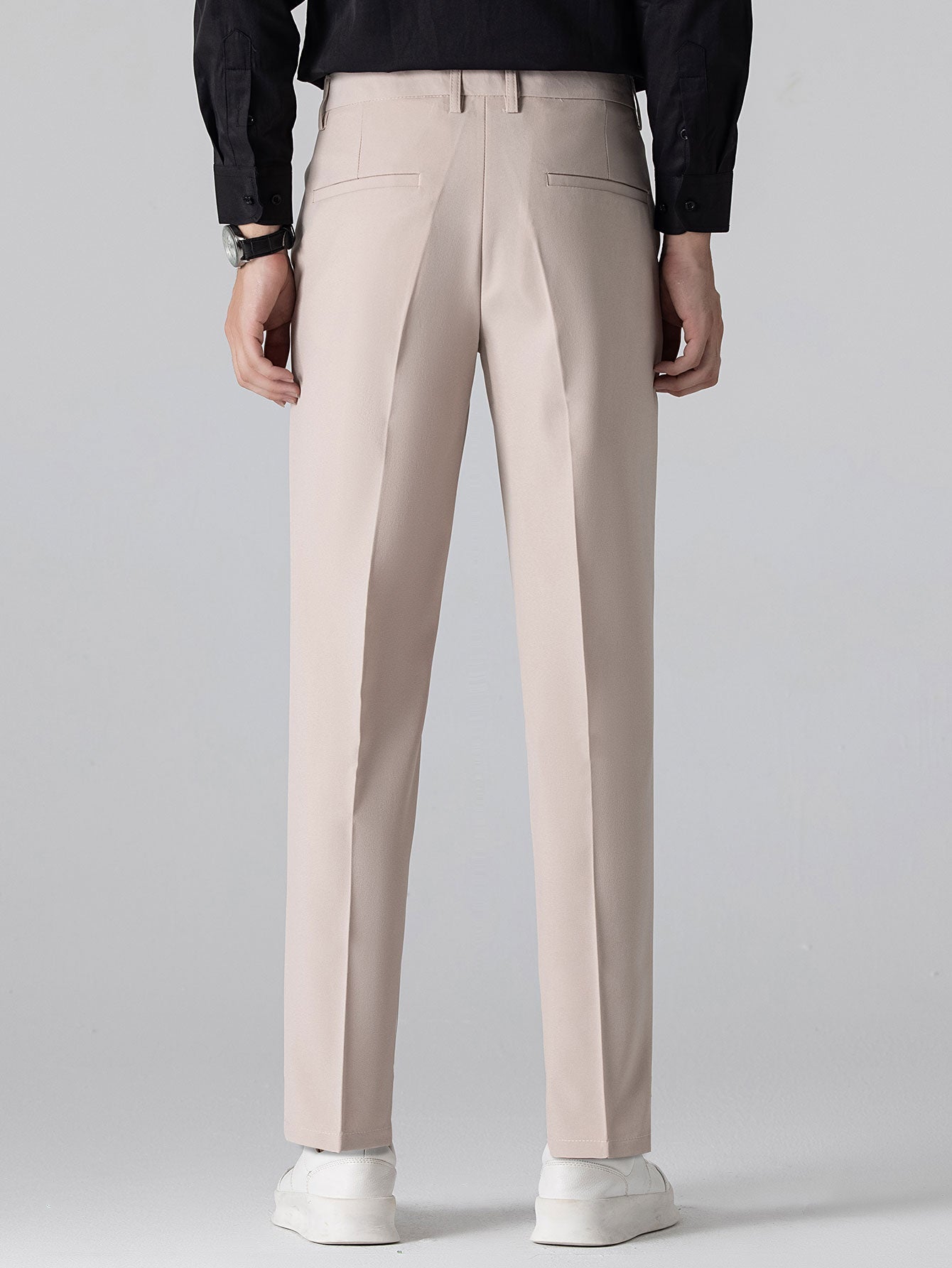Stripe Waffle Johnny Collar Polo & Slim Fit Tapered Trousers