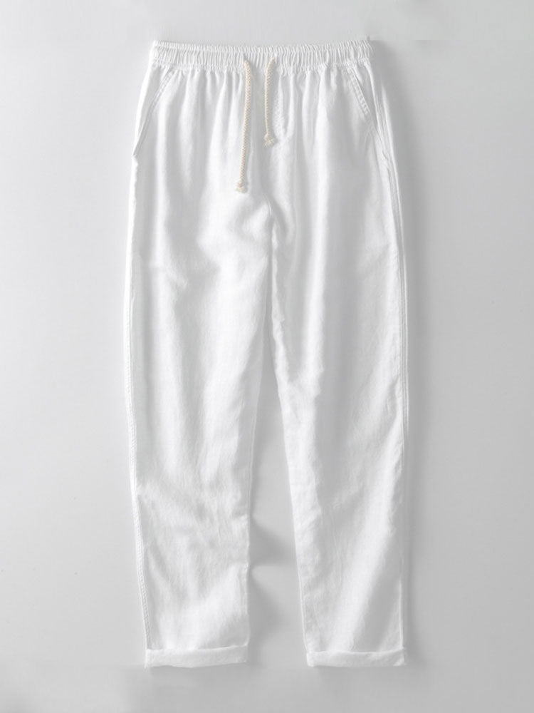 Stripe Linen Look Button Up Shirt & Straight Leg Linen Pants