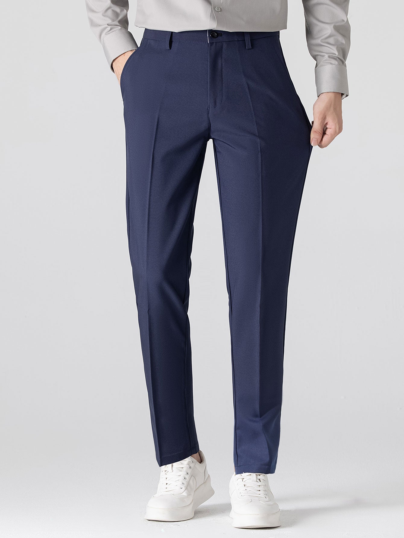 Contrast Stripe Trim Waffle Knit Polo & Slim Fit Tapered Trousers