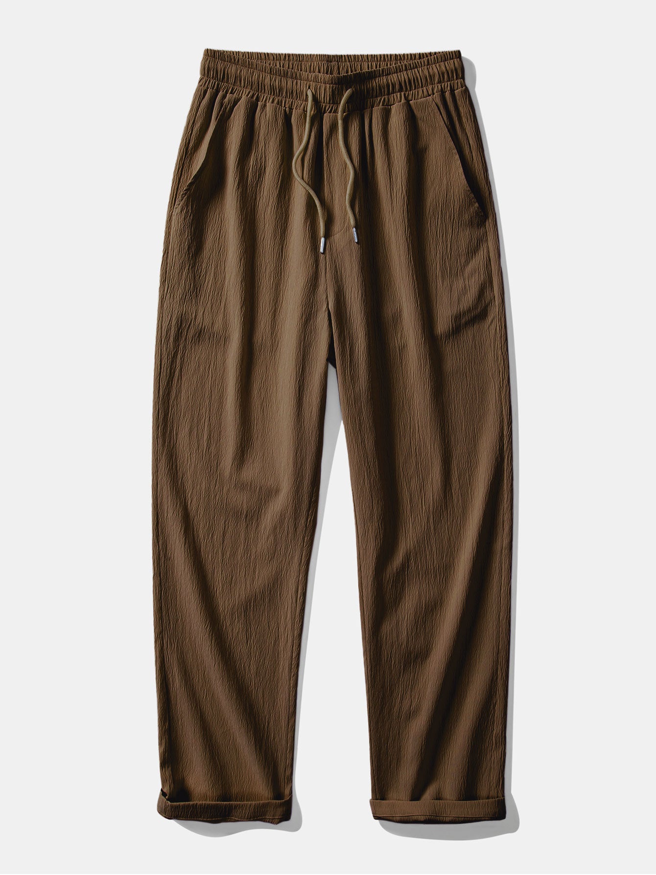 Geometric Jacquard Button Up Shirt & Crinkle Textured Straight Leg Pants