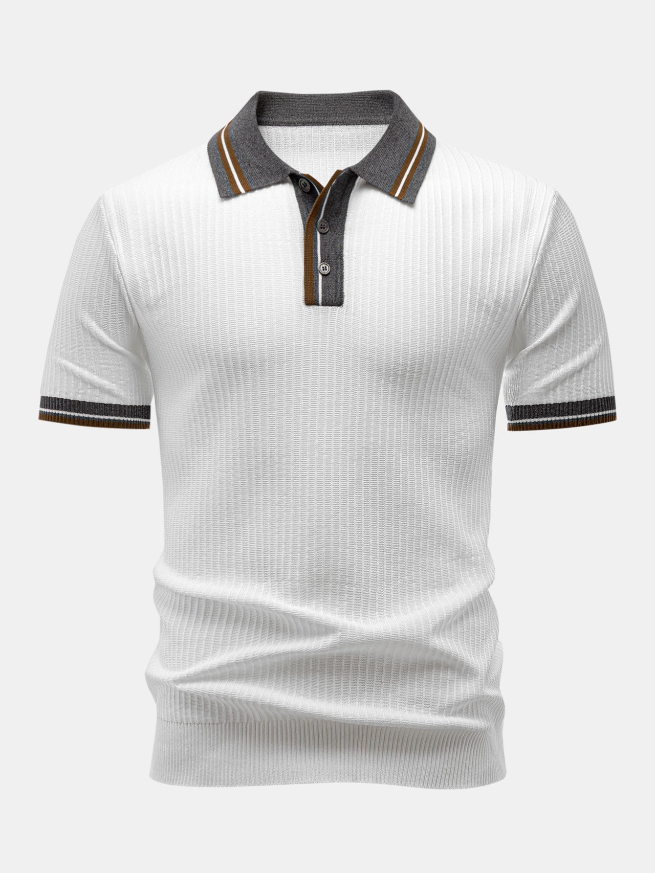 Contrast Trim Knit Polo Shirt & Slim Fit Tapered Trousers