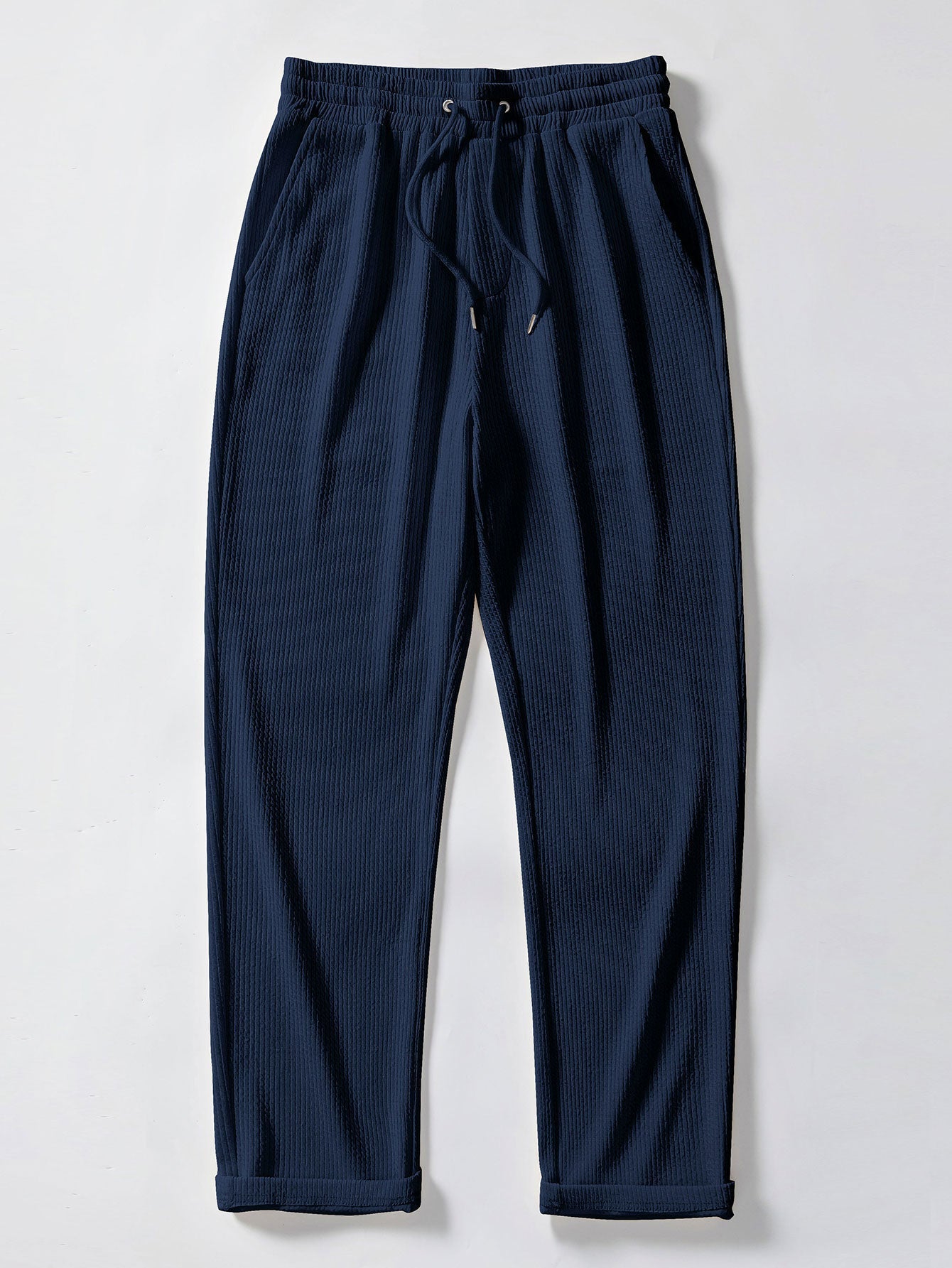 Contrast Geometry Jacquard Knit Polo & Straight Leg Ribbed Pants