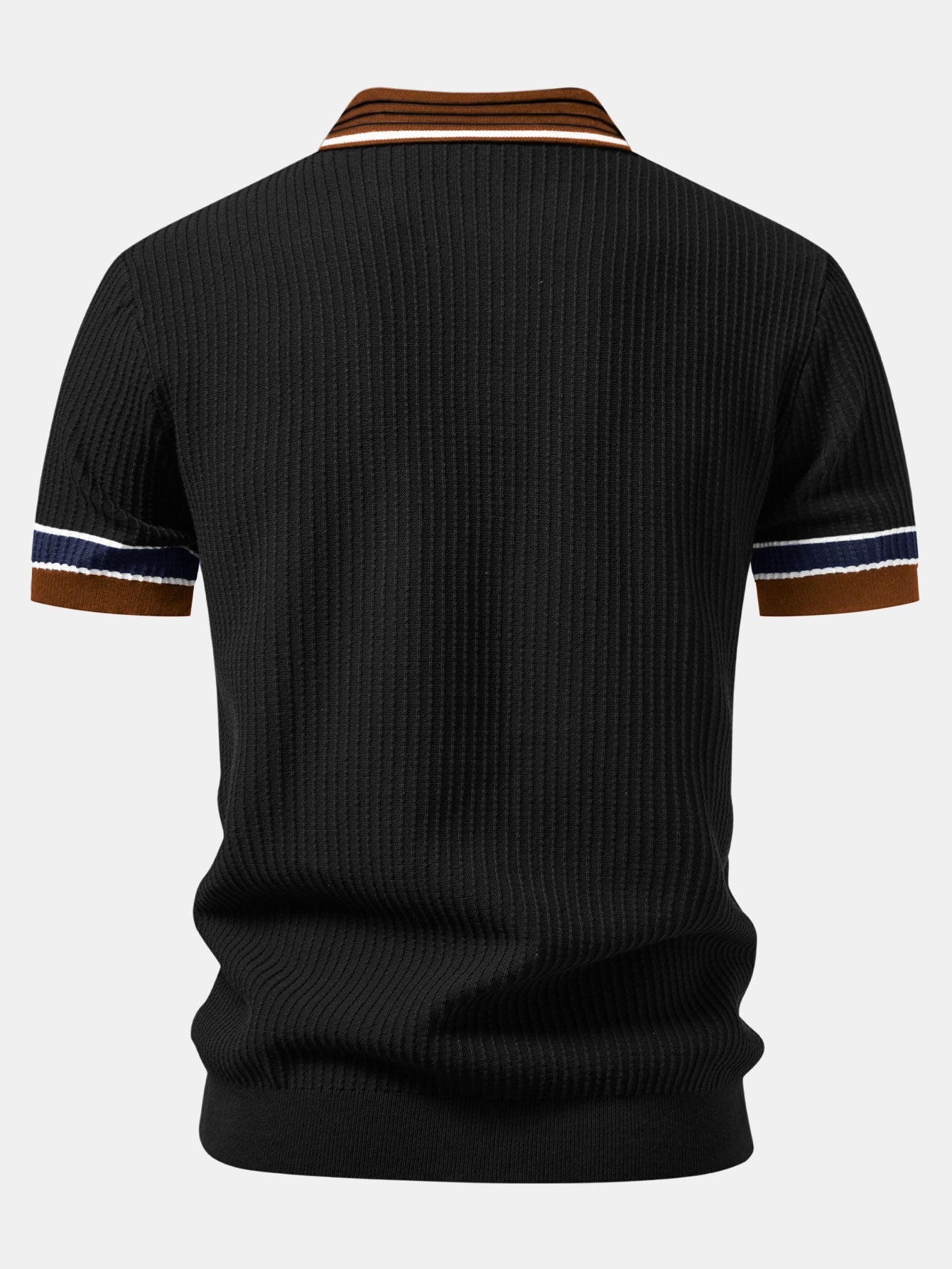 Contrast Stripe Trim Waffle Knit Polo & Slim Fit Tapered Trousers