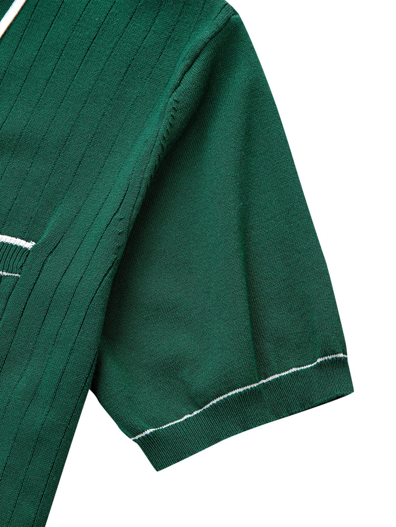 Contrast Trim Ribbed Knit Shirt & Slim Fit Tapered Trousers