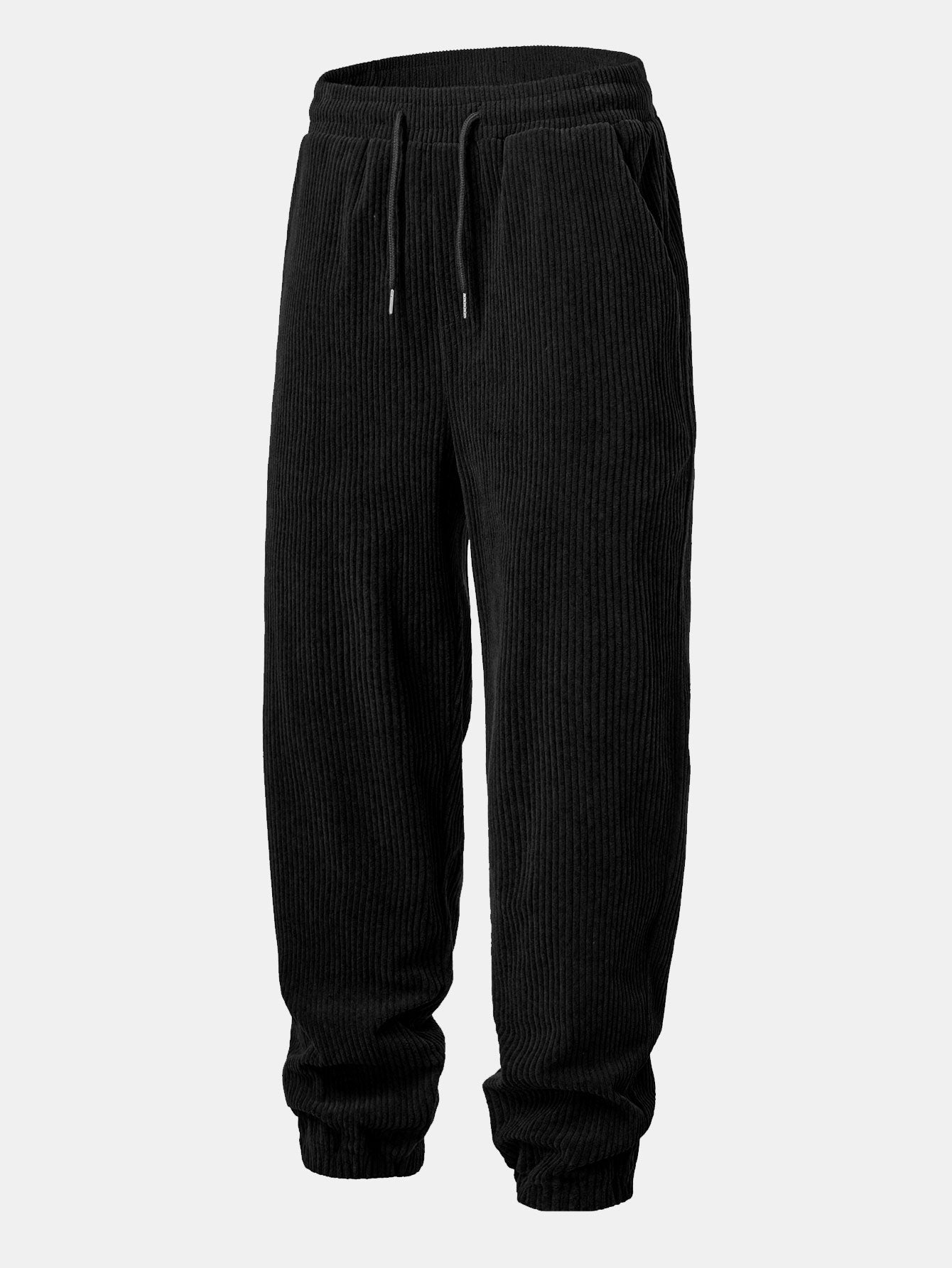 Contrast Corduroy Polo Sweatshirt & Corduroy Jogger Pants