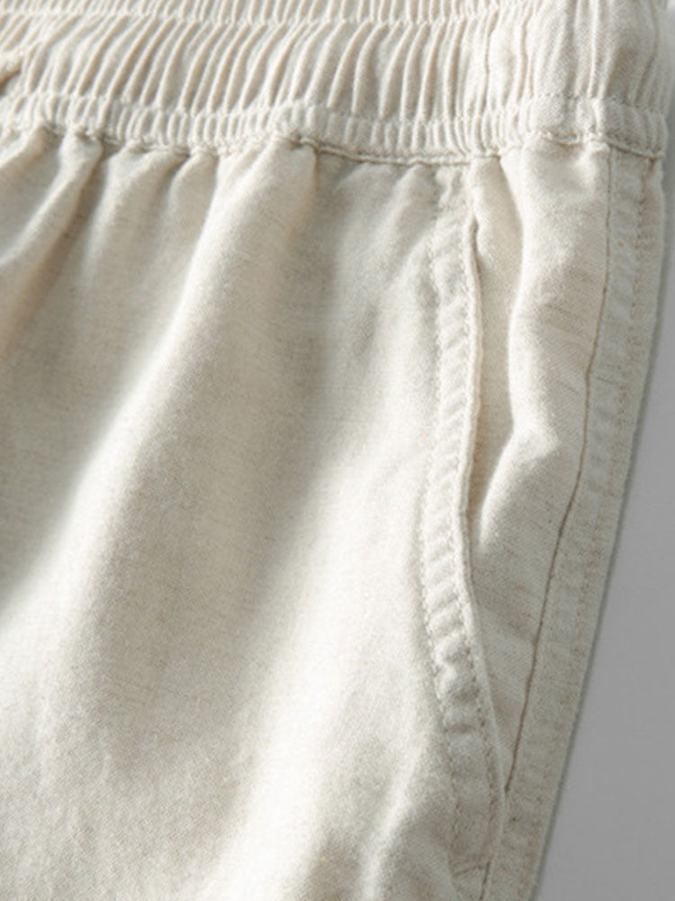Geometric Jacquard Open Knit Polo & Straight Leg Linen Pants