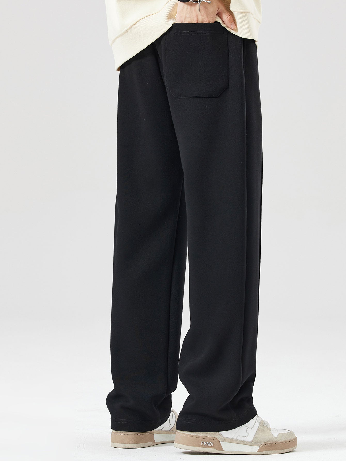 Relax Fit Letter Print Contrast Polo Sweatshirt & Straight Leg Pleated Pintuck Sweatpants
