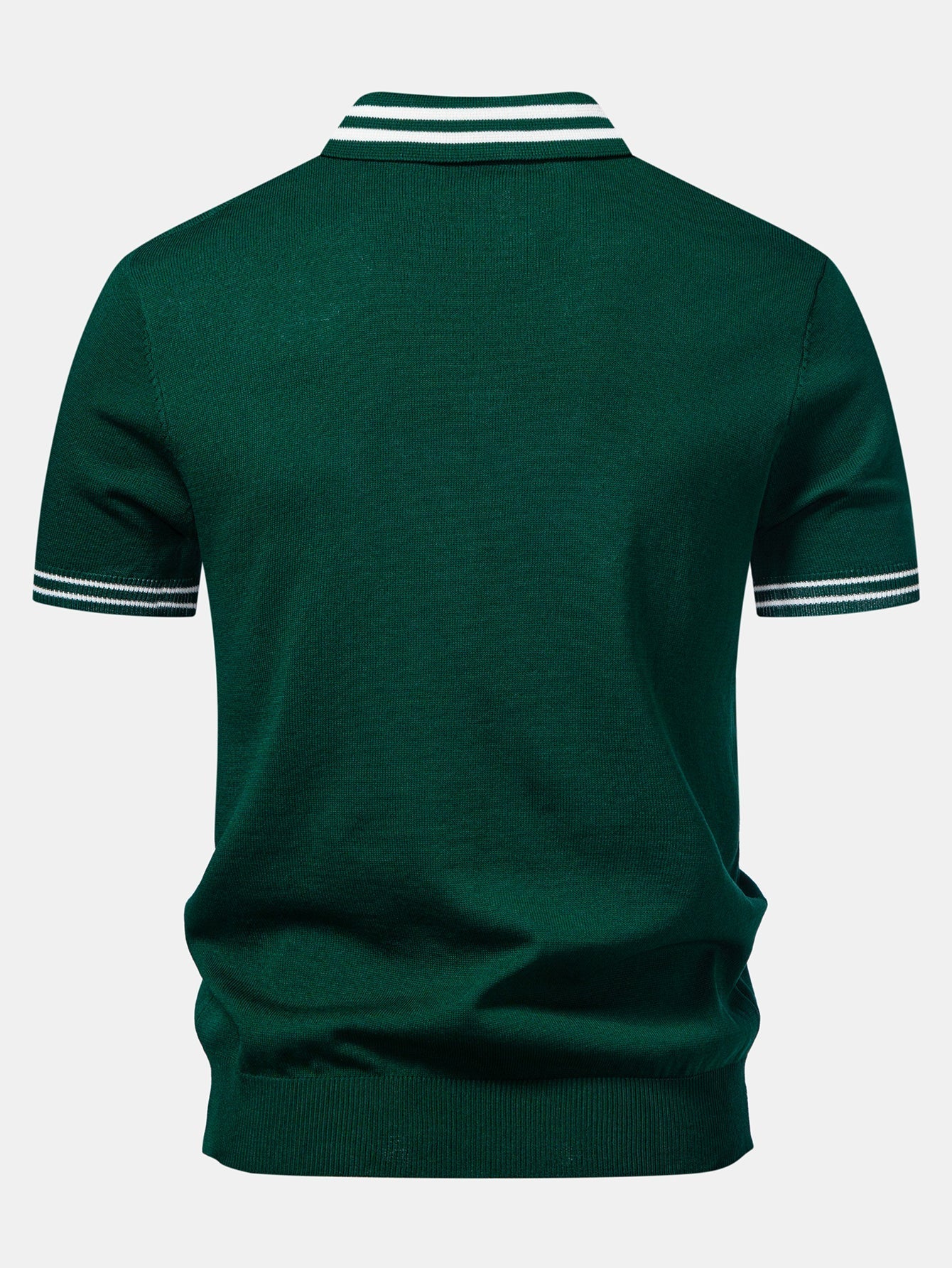 Contrast Trim Twisted Jacquard Knit Polo & Slim Fit Tapered Trousers