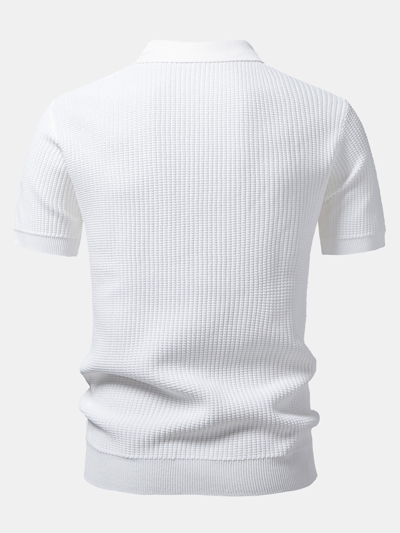 Stripe Johnny Collar Knit Polo & Straight Leg Ribbed Pants