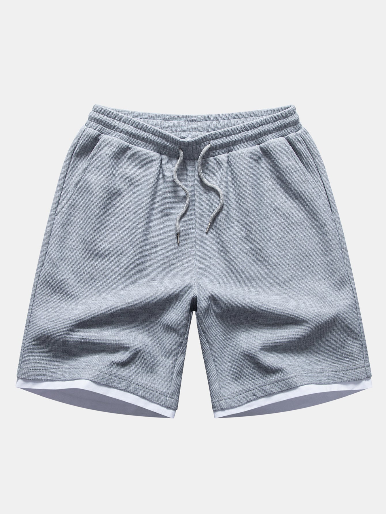 Relax Fit 2 In 1 Waffle Crew Collar T-Shirt & Waffle 7″‌ Shorts