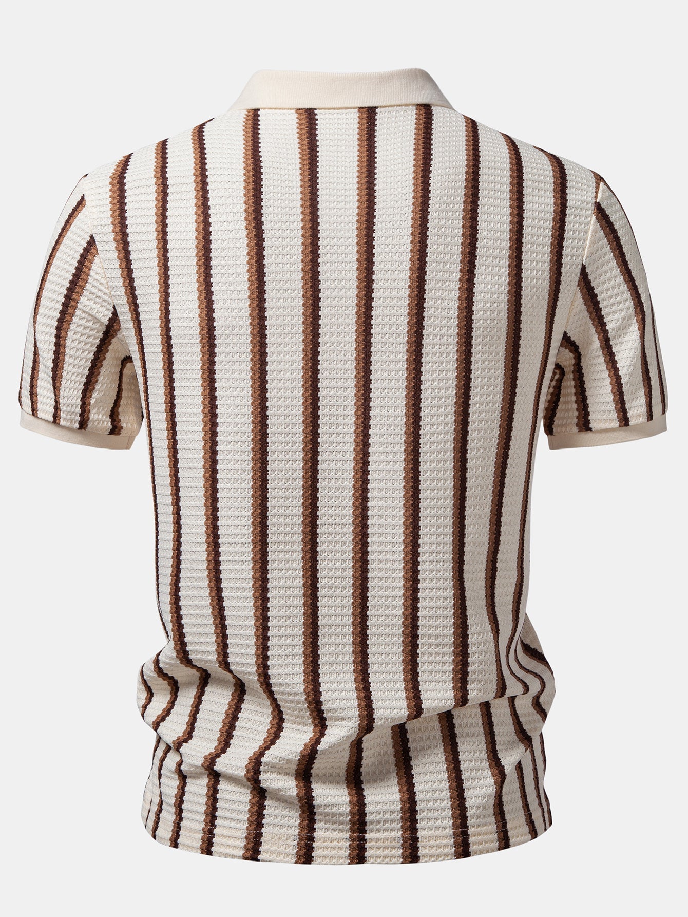 Waffle Stripe Johnny Collar Polo & Straight Leg Linen Pants