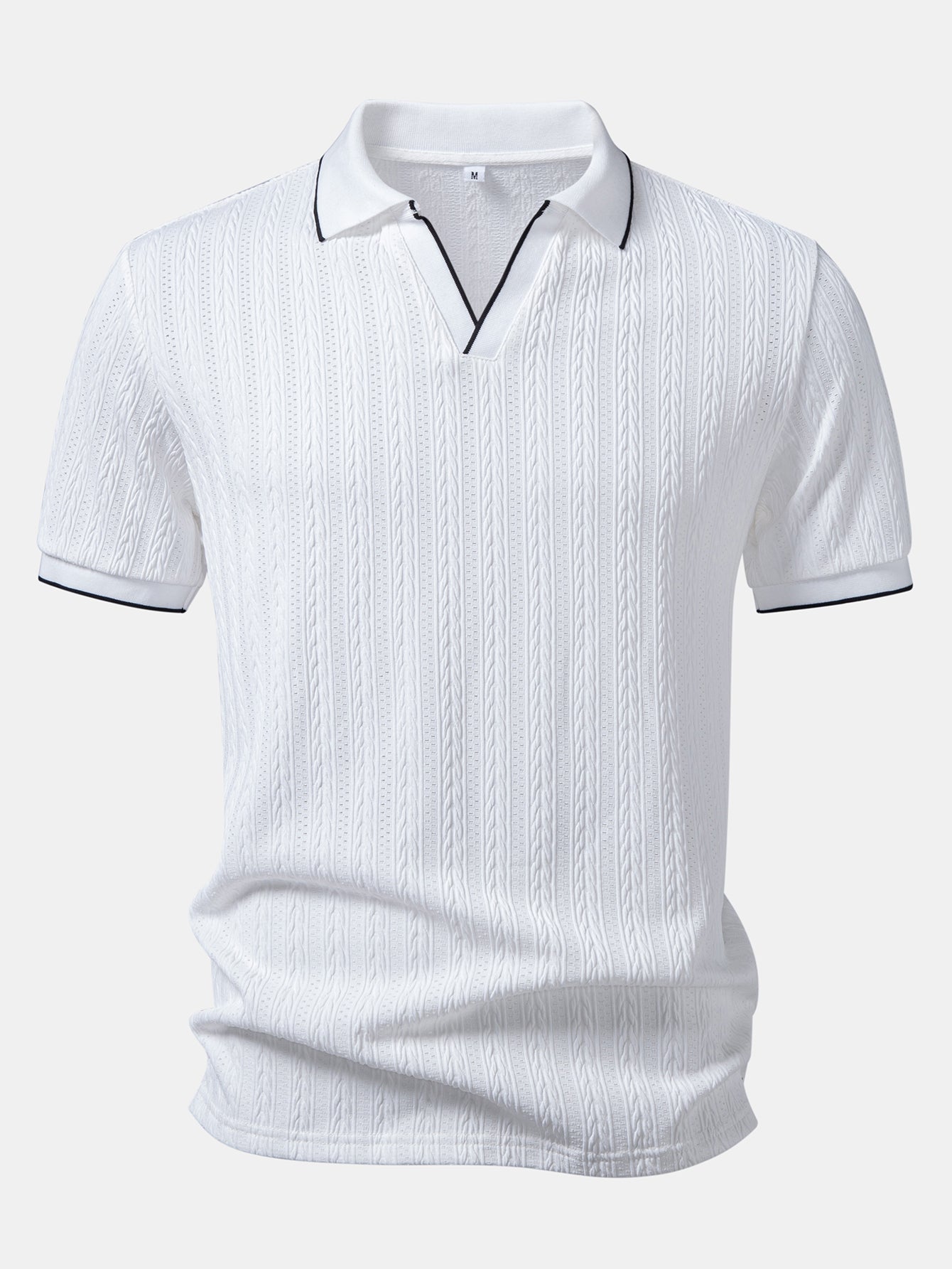 Geometric Jacquard Johnny Collar Polo & Slim Fit Tapered Trousers