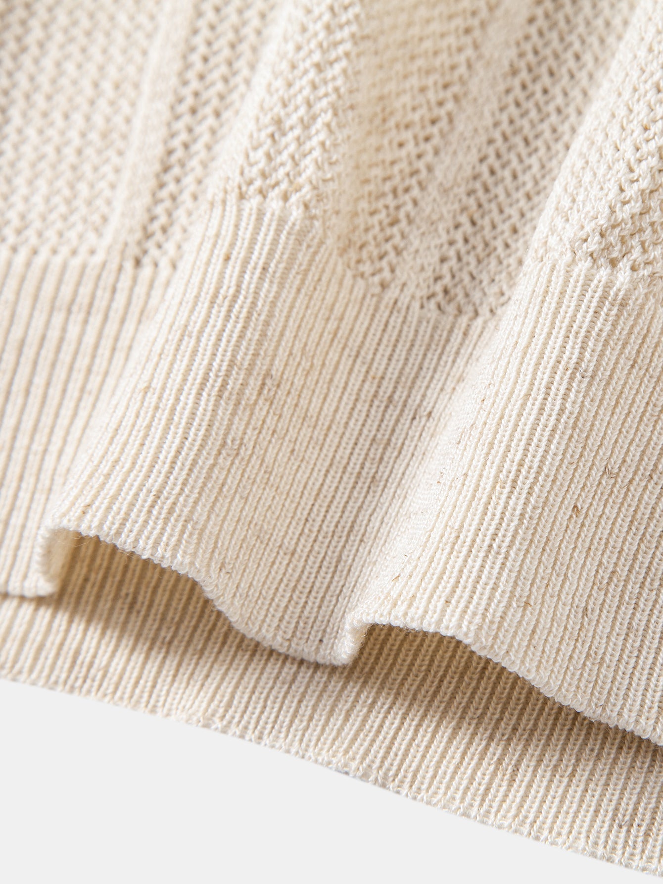 Linen Stripe Open Knit Polo & Straight Leg Linen Pants