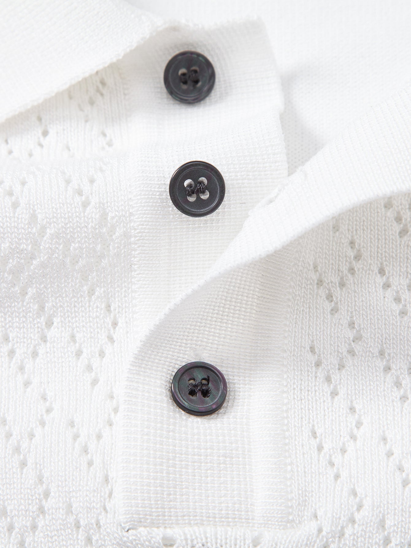 Geometric Jacquard Open Knit Polo & Straight Leg Linen Pants