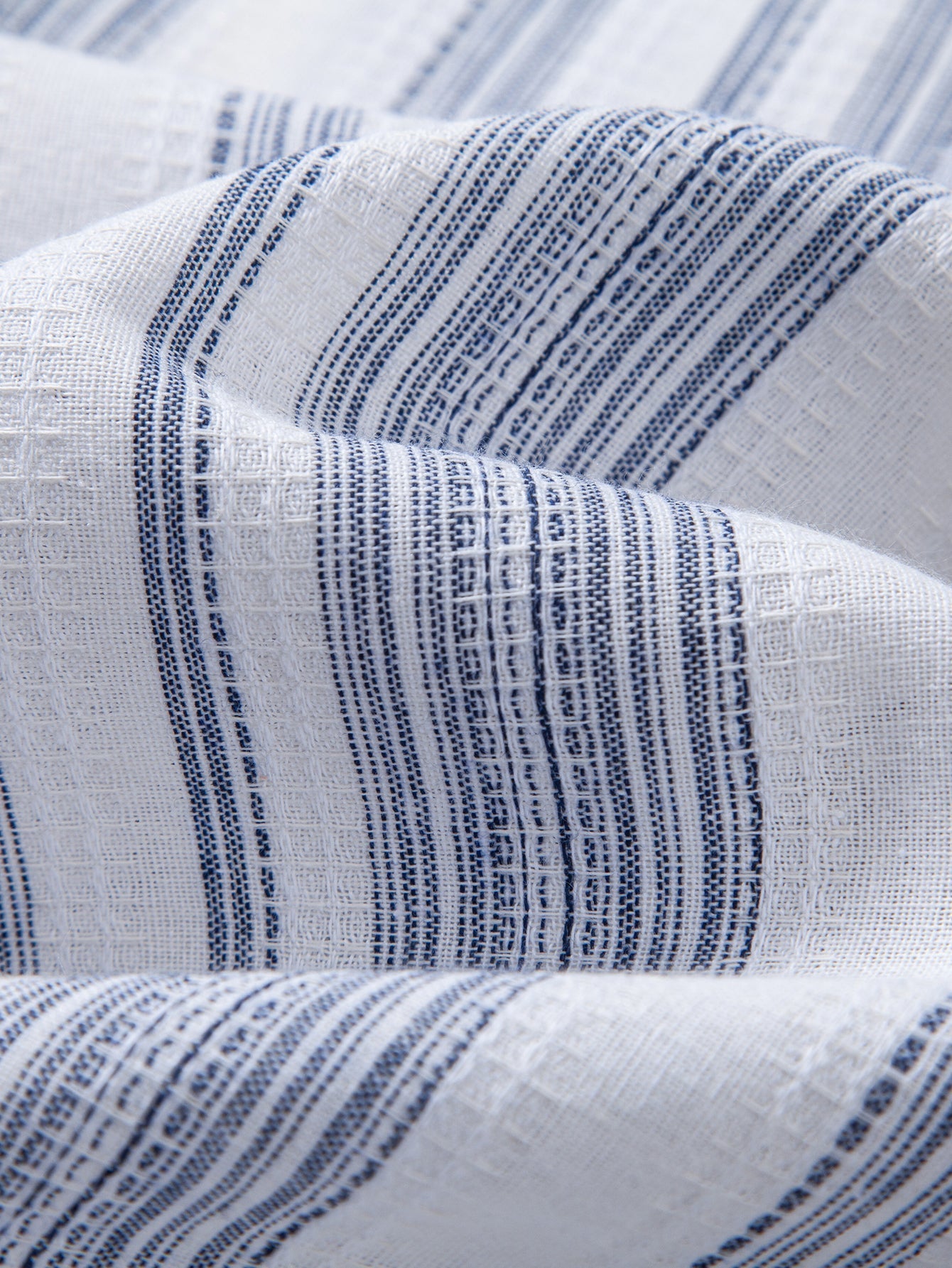 Stripe Linen Look Button Up Shirt & Linen Look Stripe Straight Leg Pants