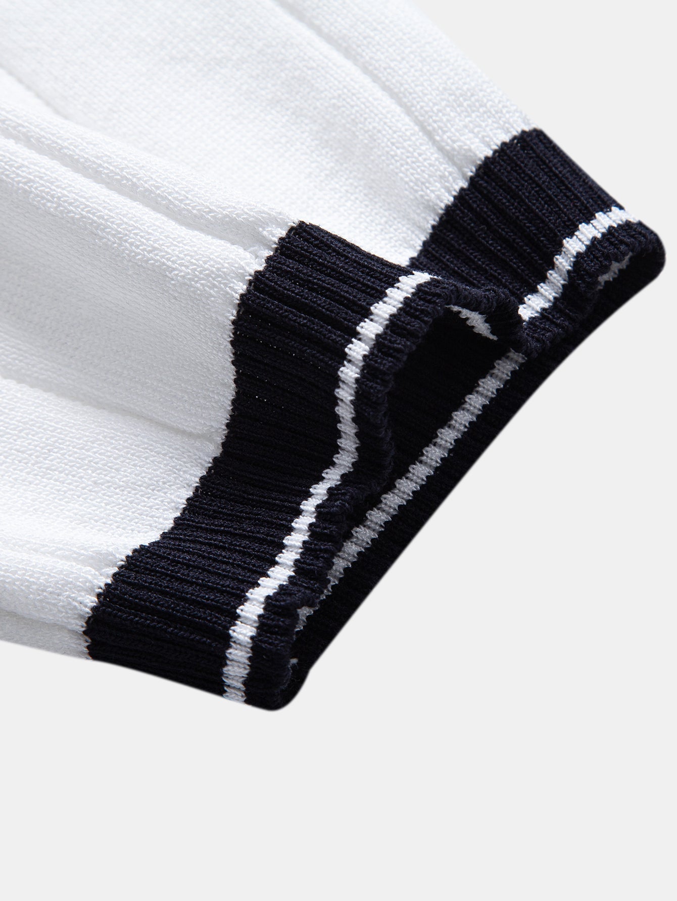 Contrast Trim Ribbed Johnny Collar Knit Polo & Straight Leg Ribbed Pants