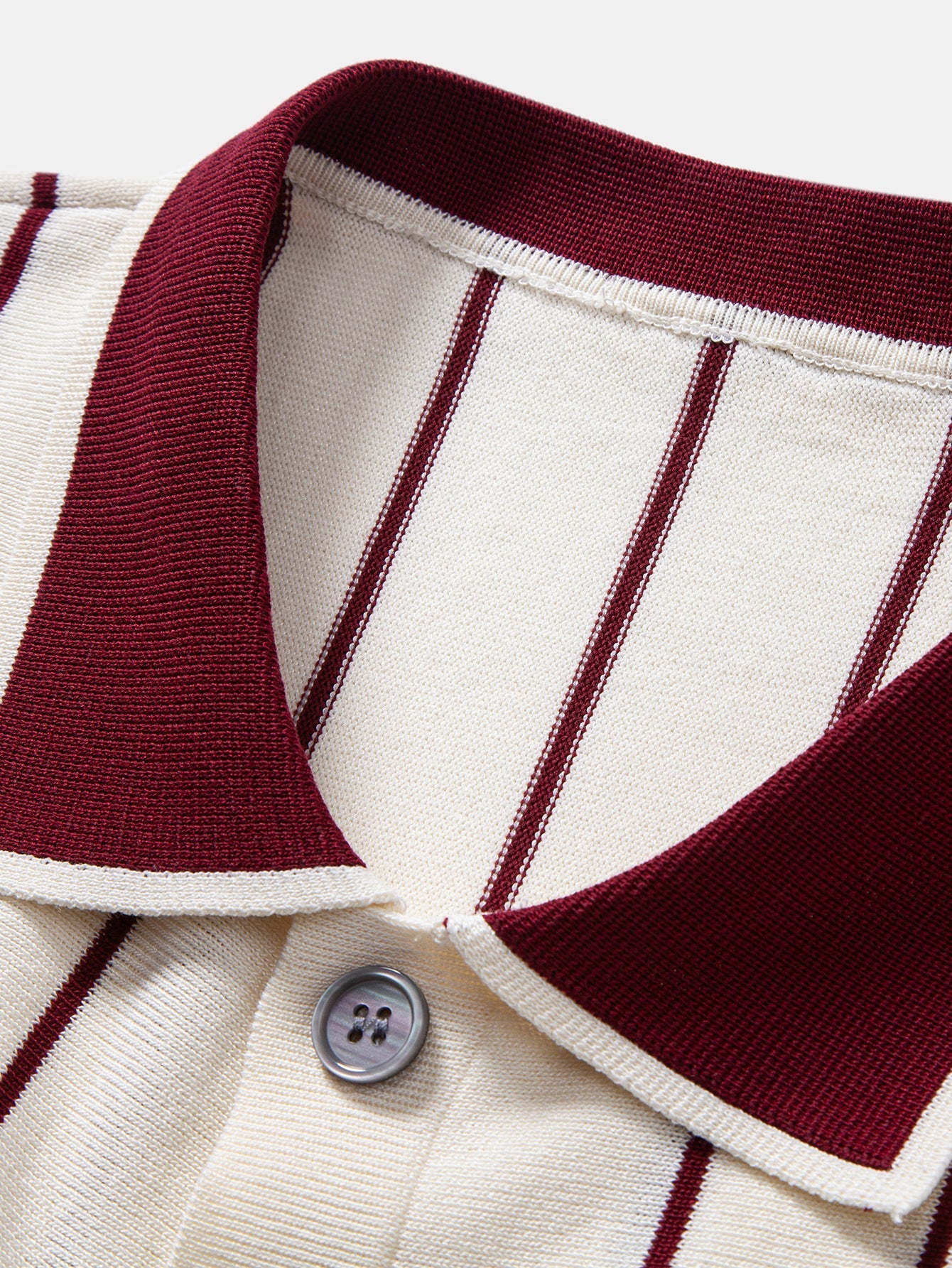 Stripe Button Up Knit Shirt & Elastic Waist Chino Shorts