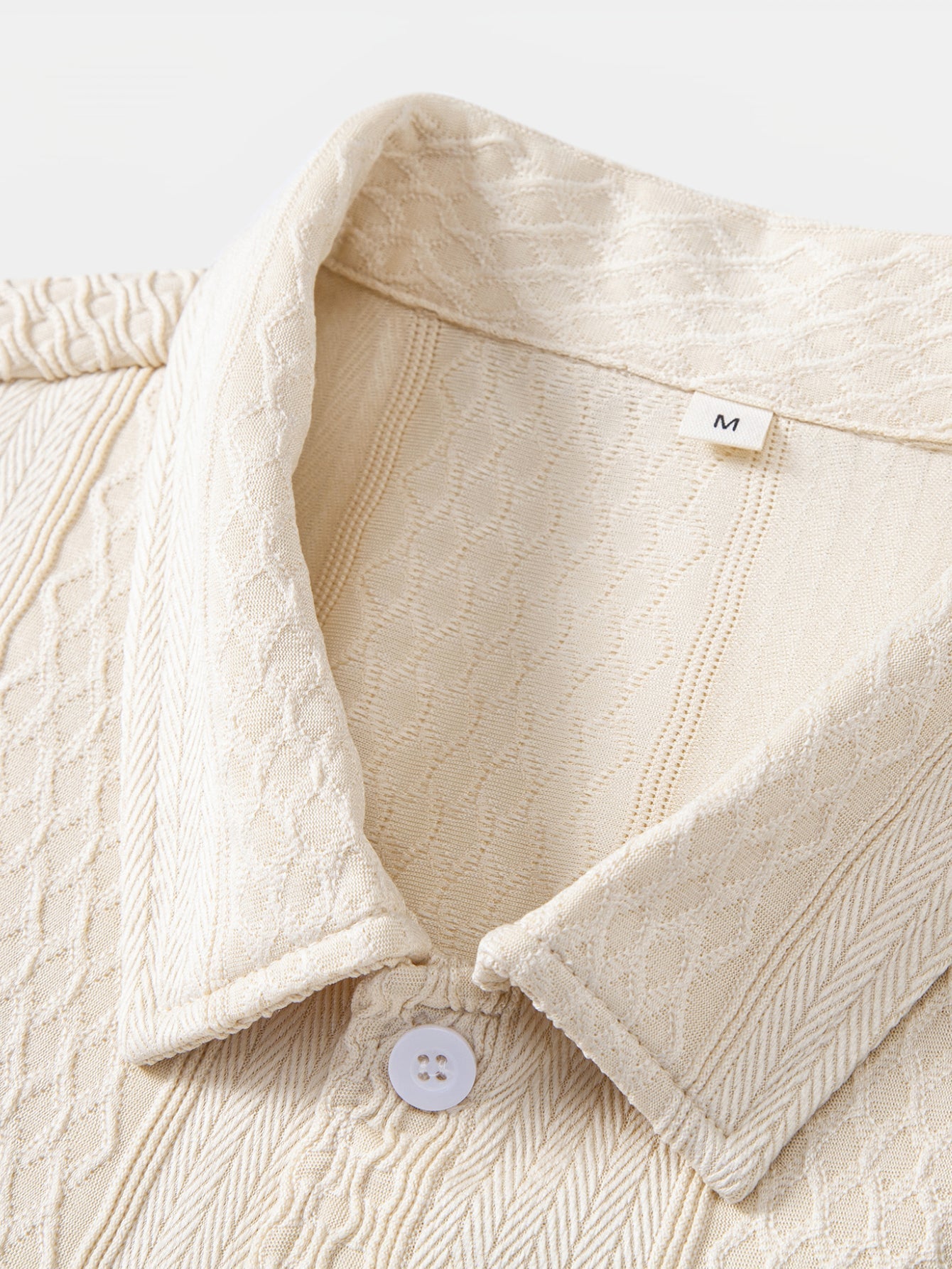 Geometric Jacquard Button Up Shirt & Crinkle Textured Straight Leg Pants