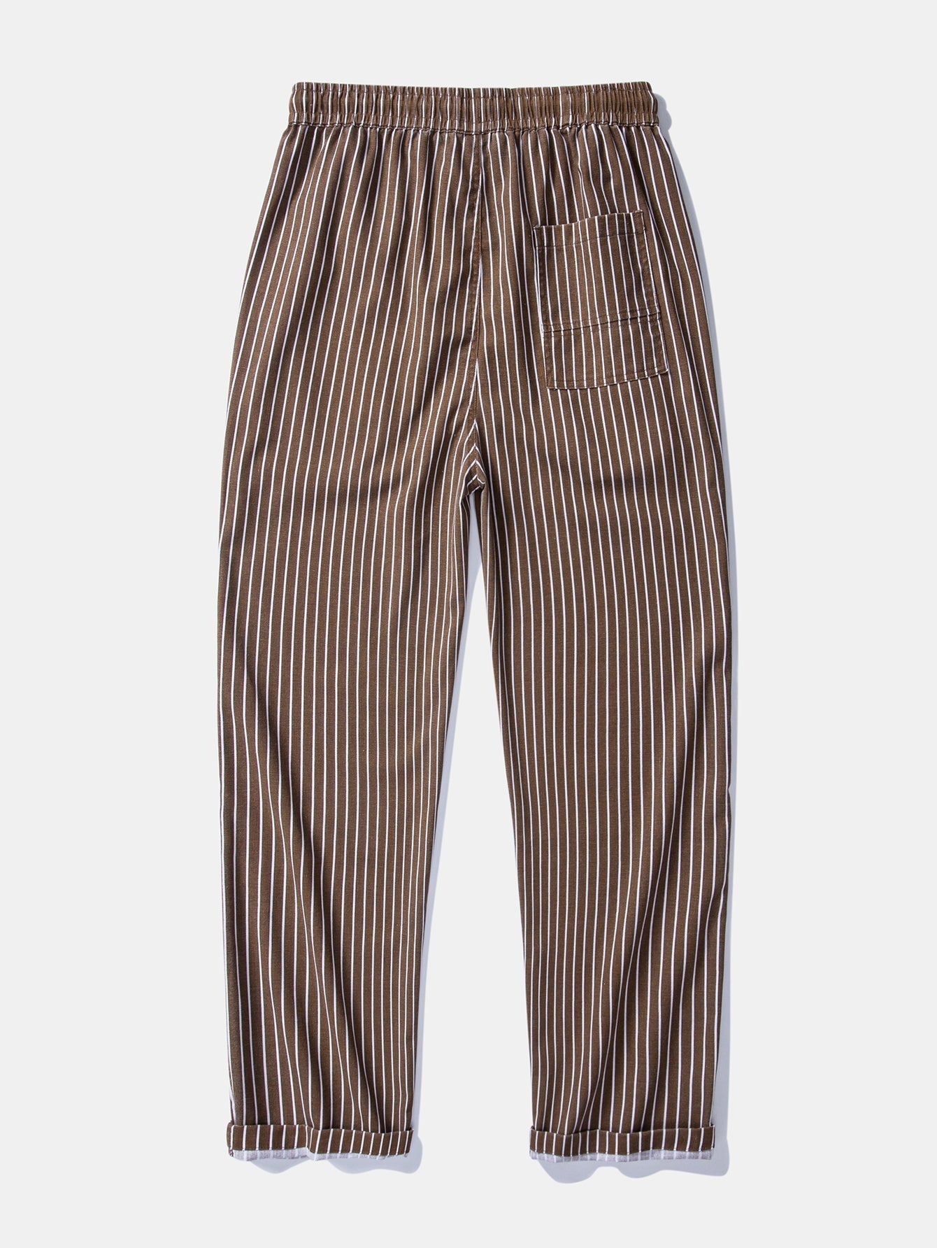 Linen Rayon Blend Button Up Shirt & Stripe Straight Leg Linen Pants