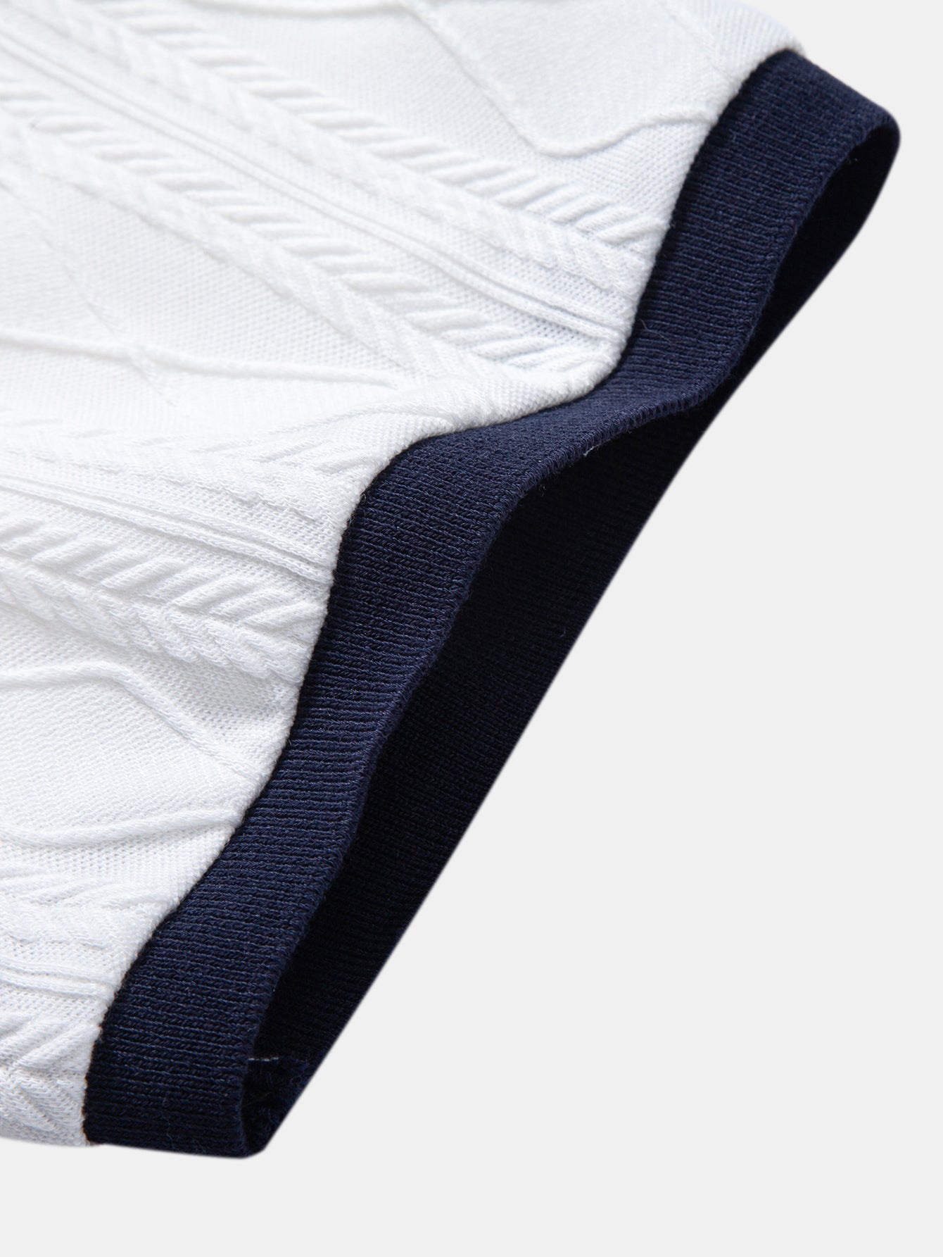 Contrast Geometry Jacquard Knit Polo & Straight Leg Ribbed Pants