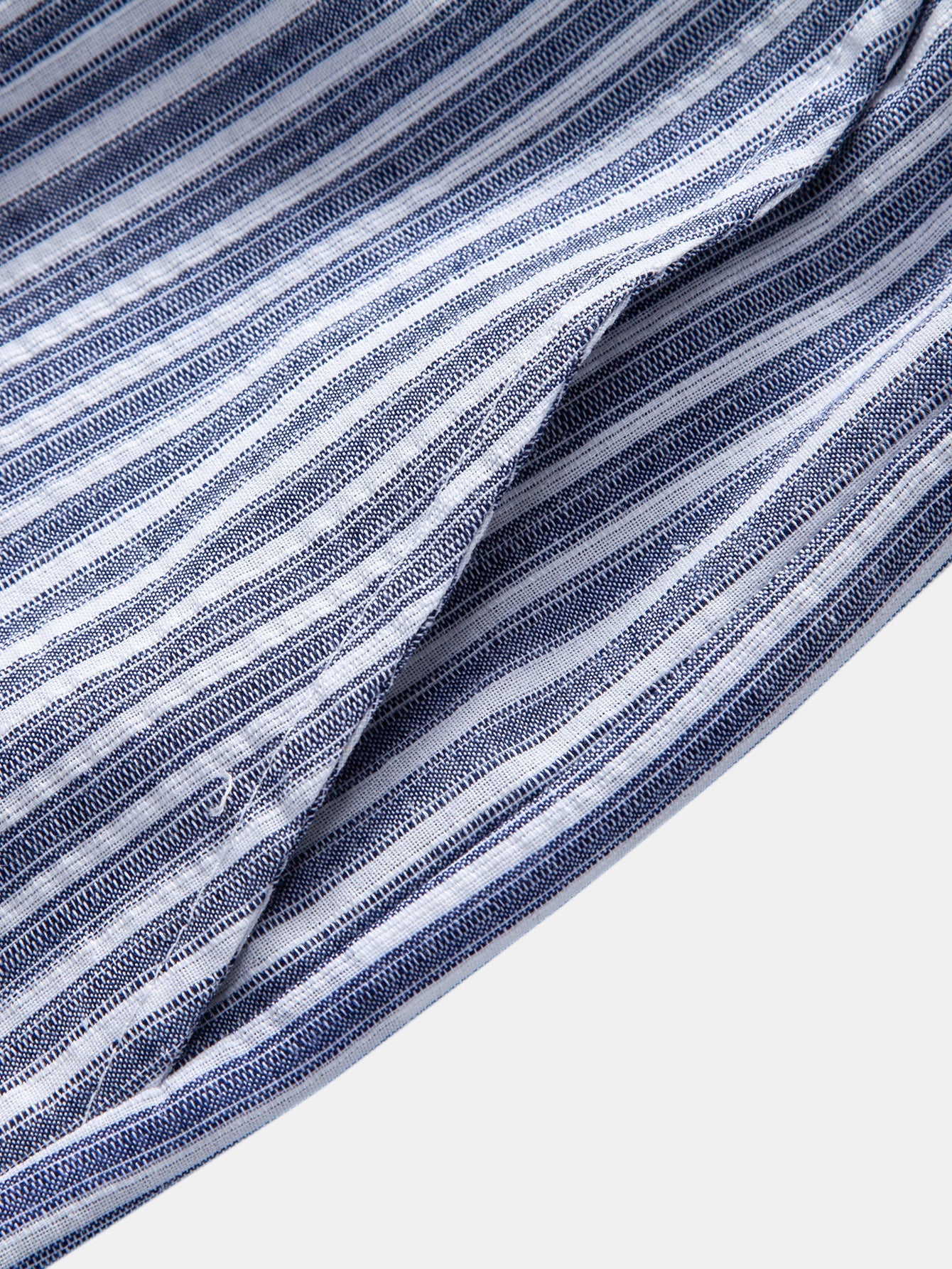 Linen Rayon Blend Button Up Shirt & Linen Look Stripe Straight Leg Pants